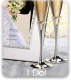2 Champagne Flutes and a White Picture Frame