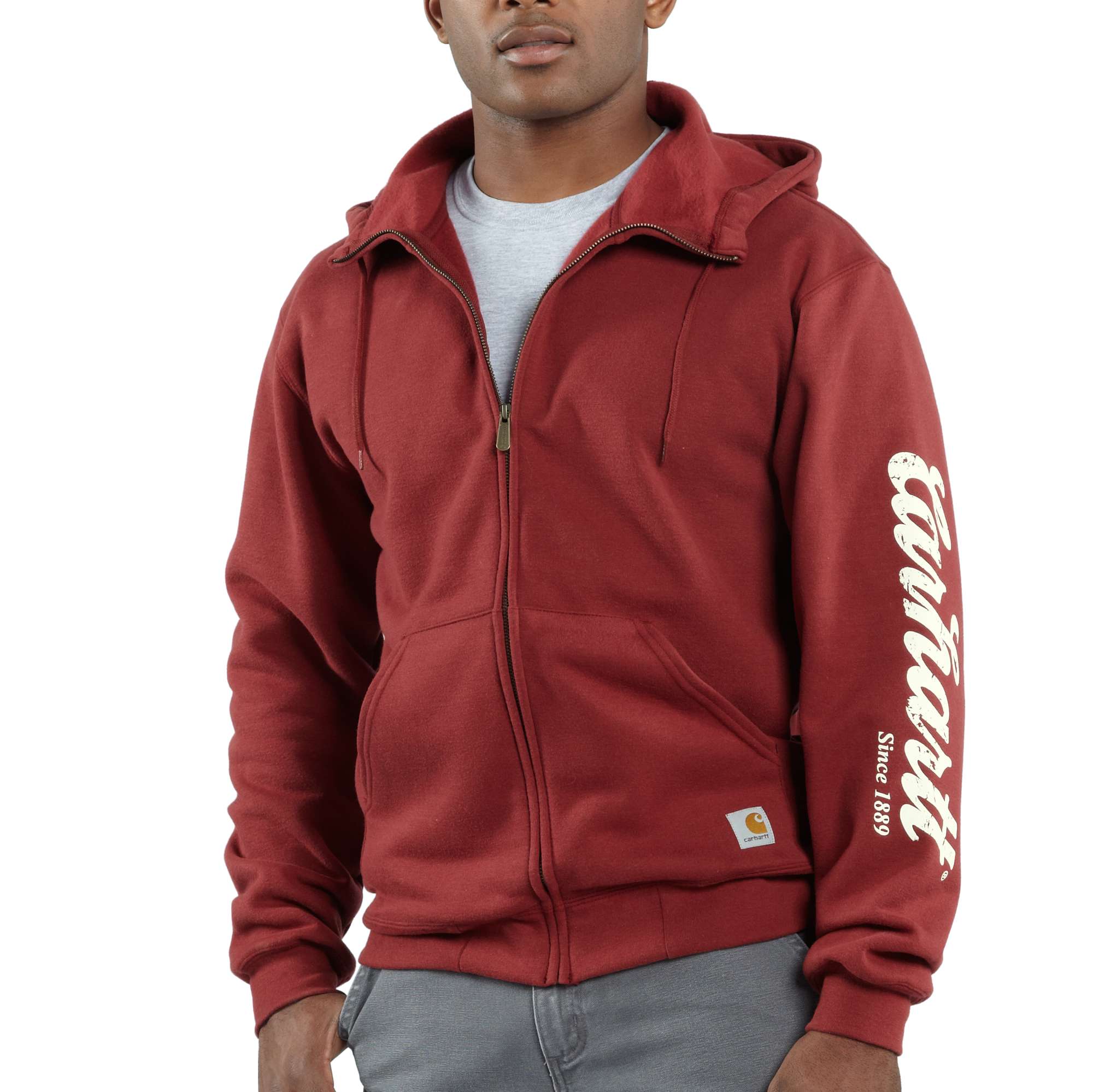 Men�s Graphic Script Sleeve Zip-Front Brushed Sweatshirt
