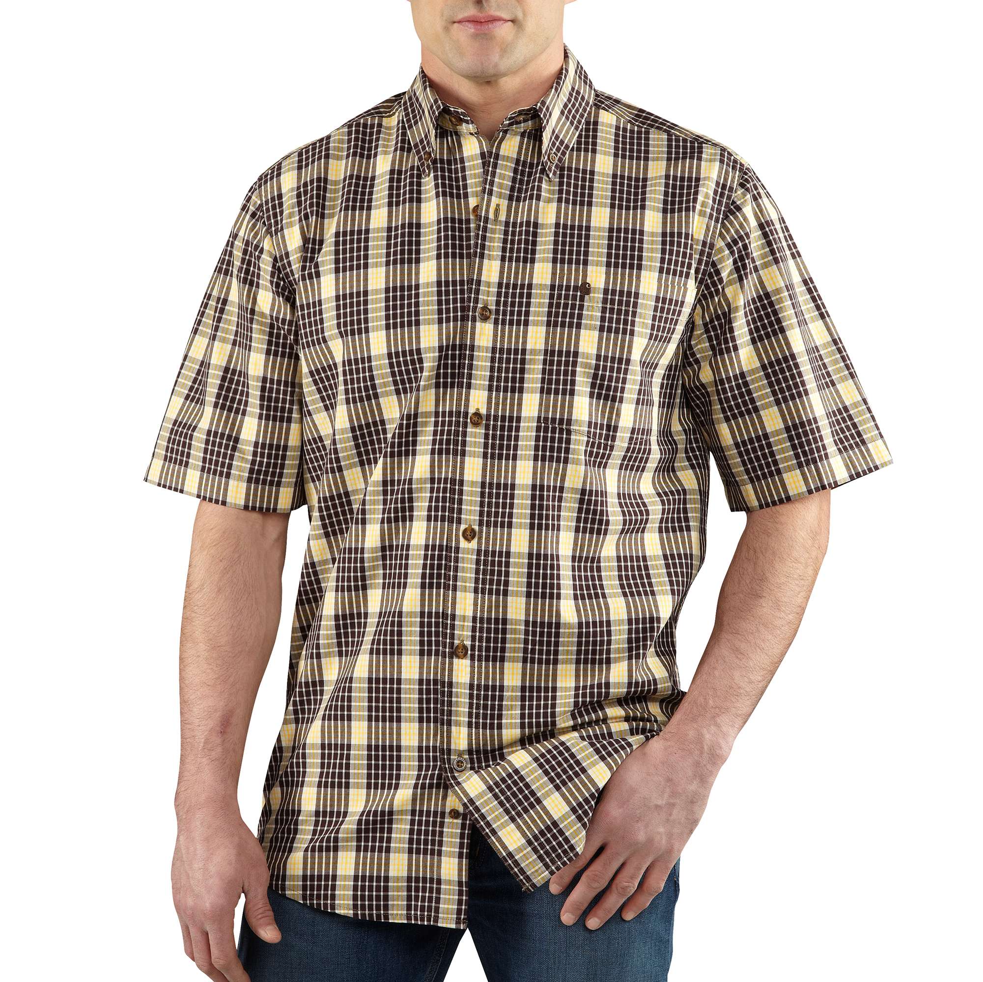 Men�s Essential Plaid Button Down Short-Sleeve Shirt