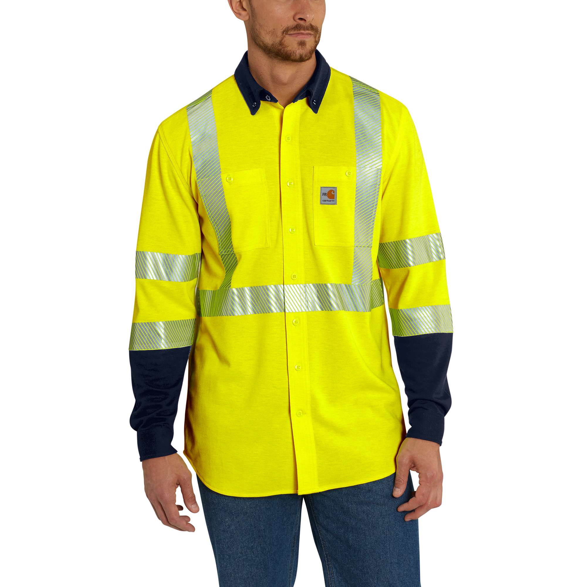 Image of Flame-Resistant High-Vis Force Hybrid Shirt