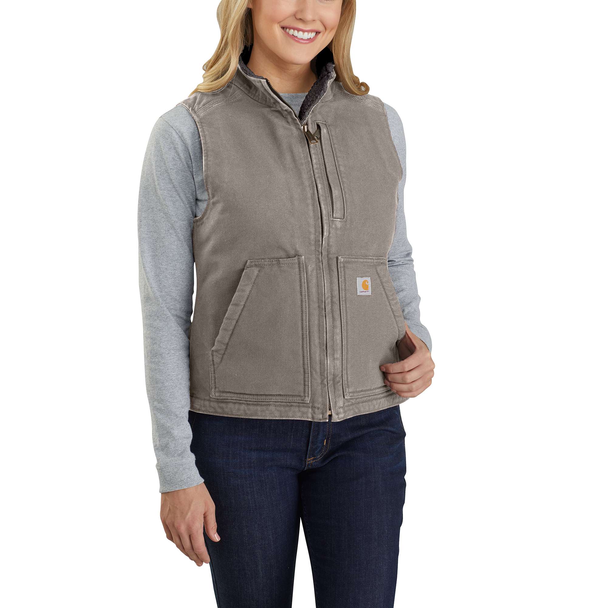 Image of Carhartt Washed Duck Sherpa Lined Vest