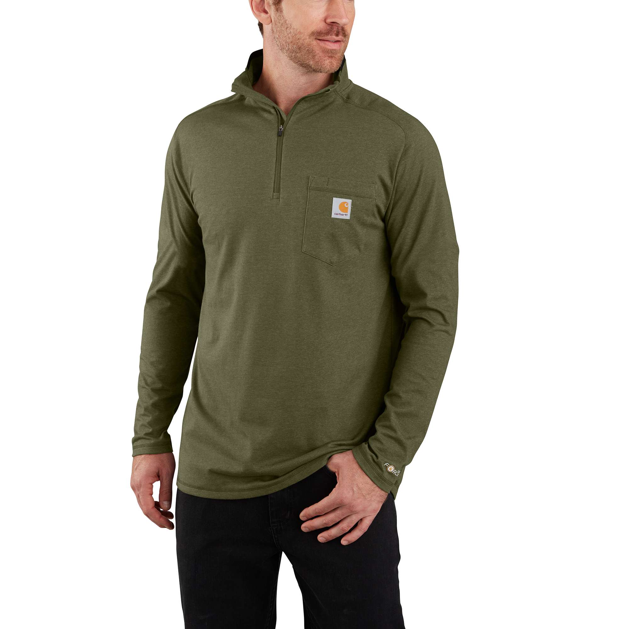 Image of Carhartt Force Relaxed Fit Long-Sleeve Quarter-Zip Pocket T-Shirt
