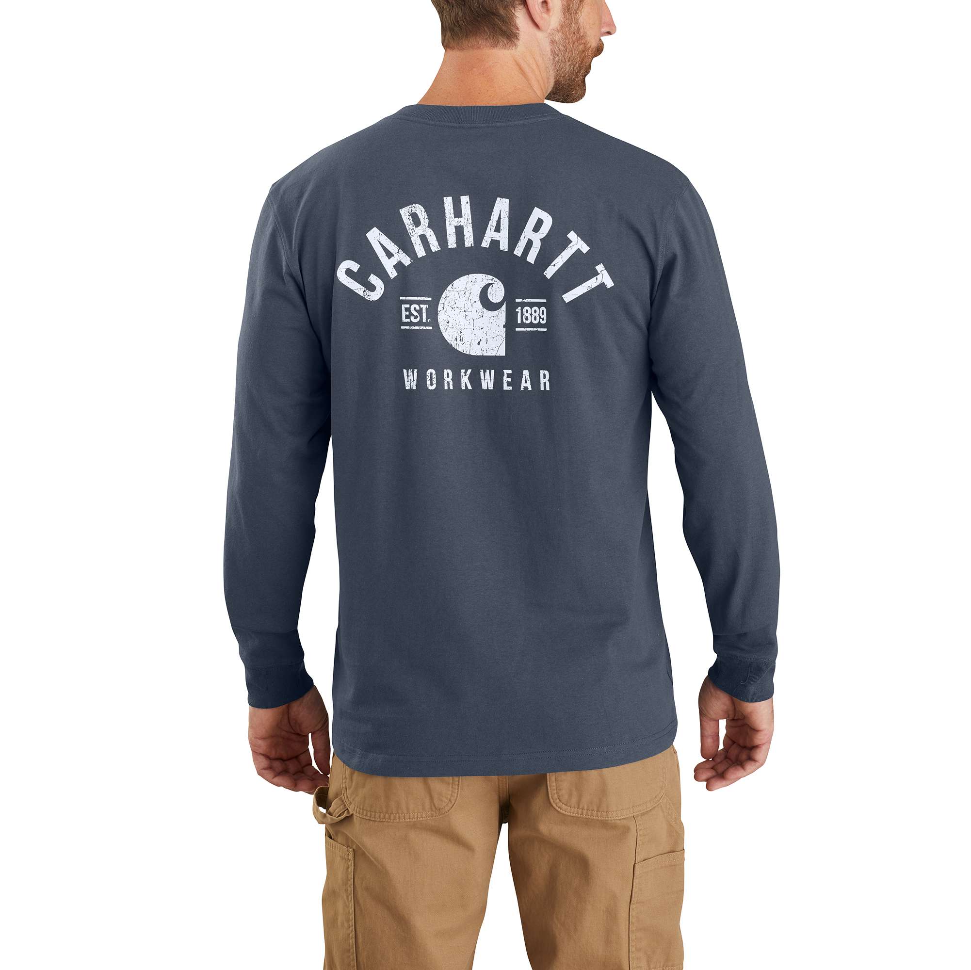 Image of Carhartt Relaxed Fit Heavyweight Long-Sleeve Pocket Logo Graphic T-Shirt
