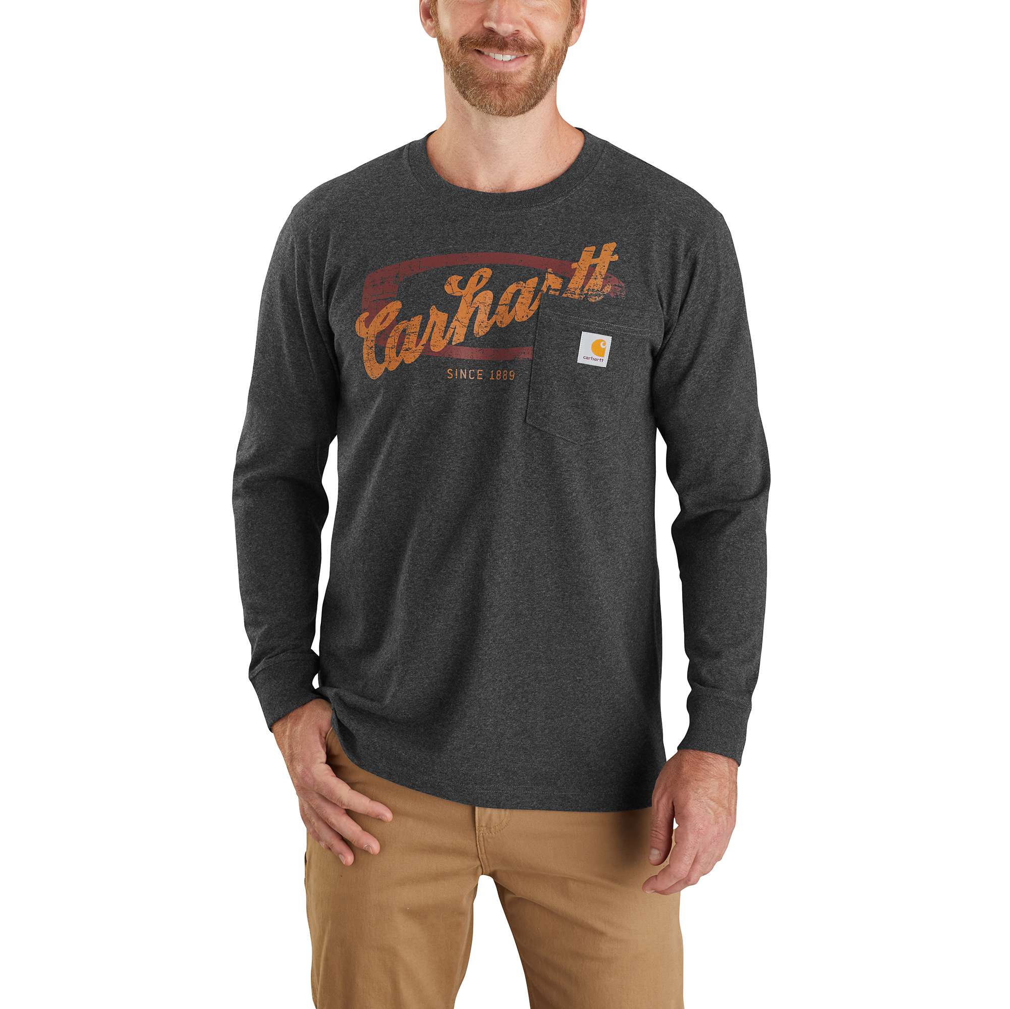 Image of Carhartt Relaxed Fit Heavyweight Long-Sleeve Pocket Graphic T-Shirt