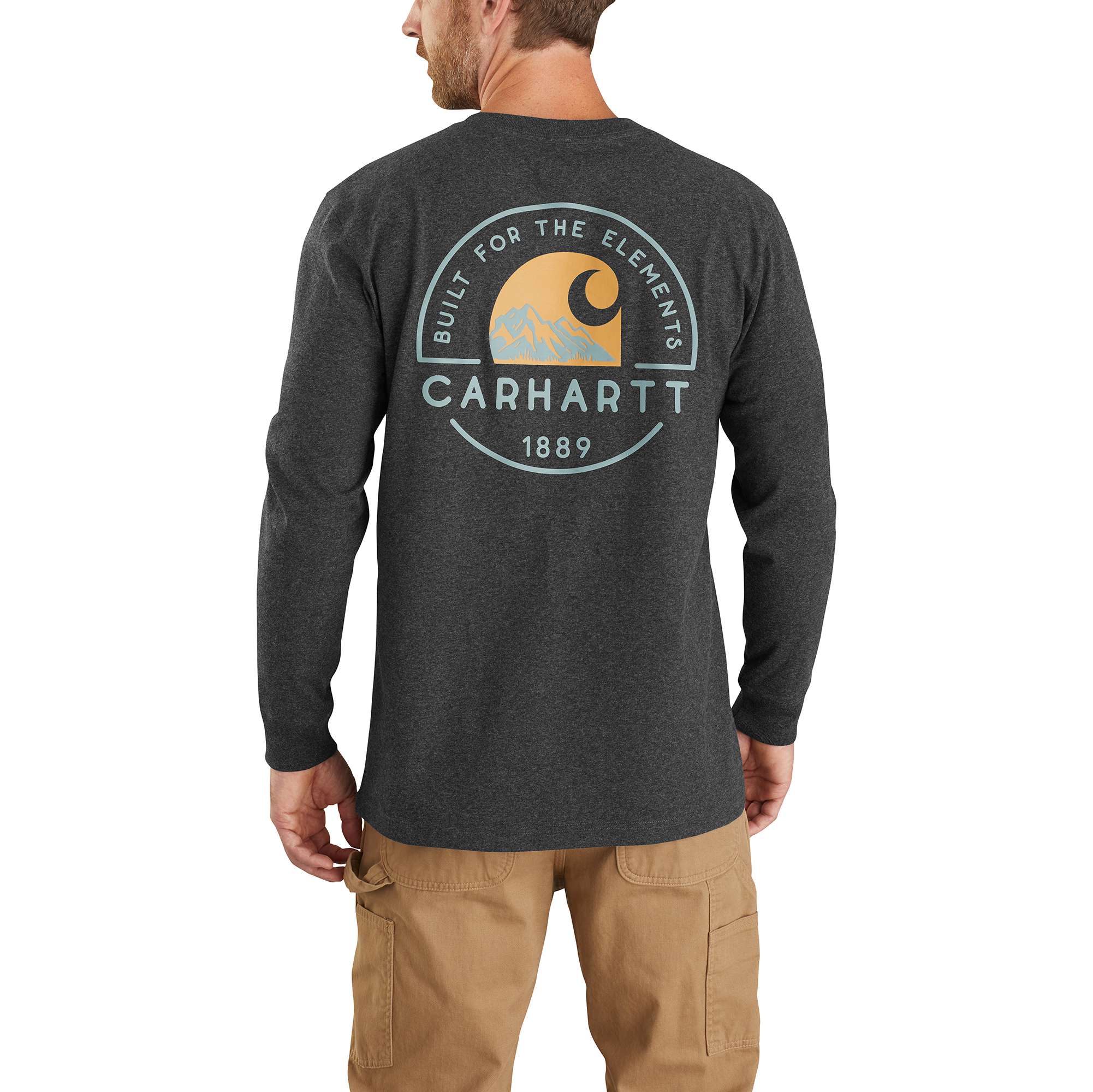 Image of Carhartt Relaxed Fit Heavyweight Long-Sleeve Pocket Built for the Elements Graphic T-Shirt