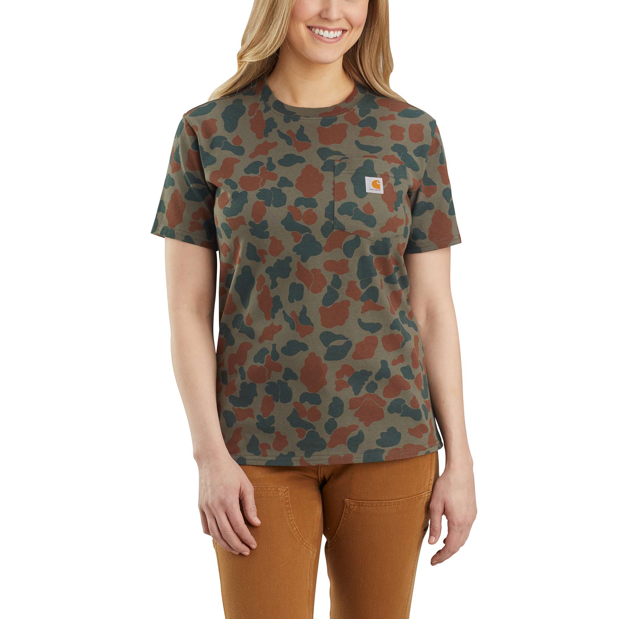 Image of Carhartt Original Fit Heavyweight Short Sleeve Pocket Logo Camo T-Shirt