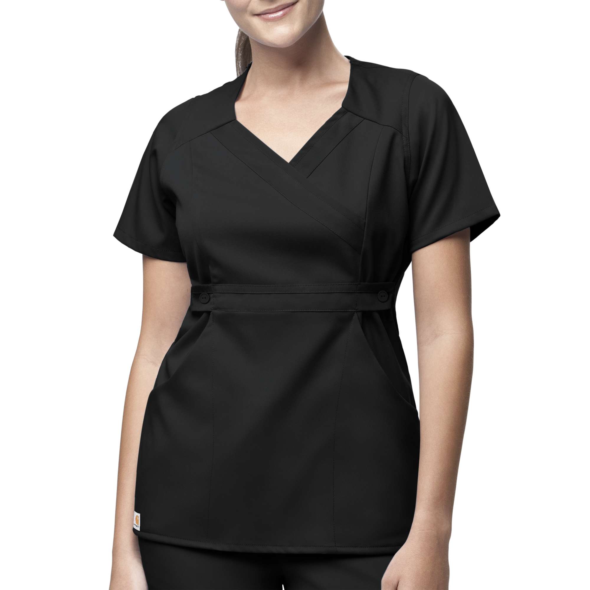 Women's 3-Pocket Mock-Wrap Scrub Top