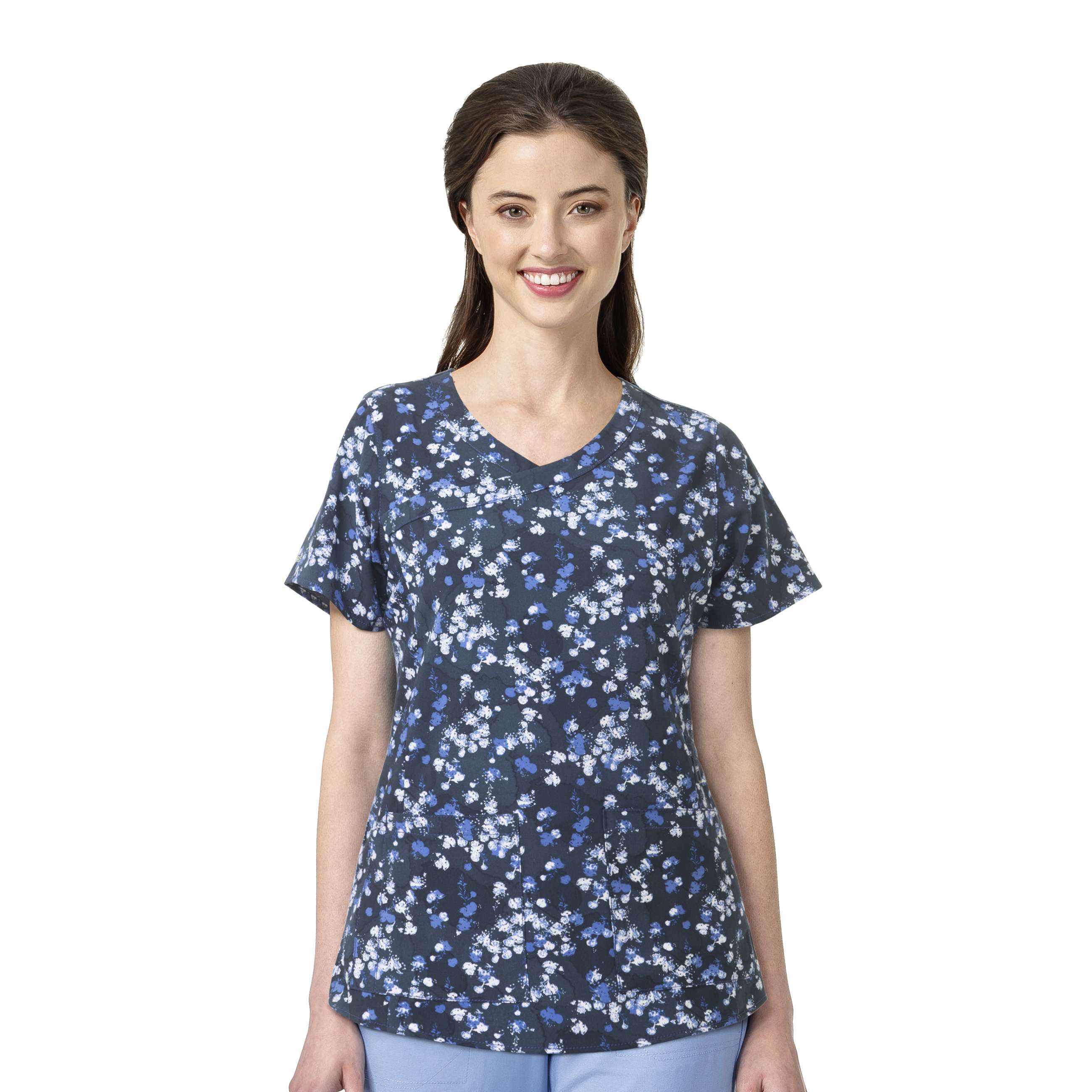 Image of Printed Cross Flex V&#Neck Media Scrub Top