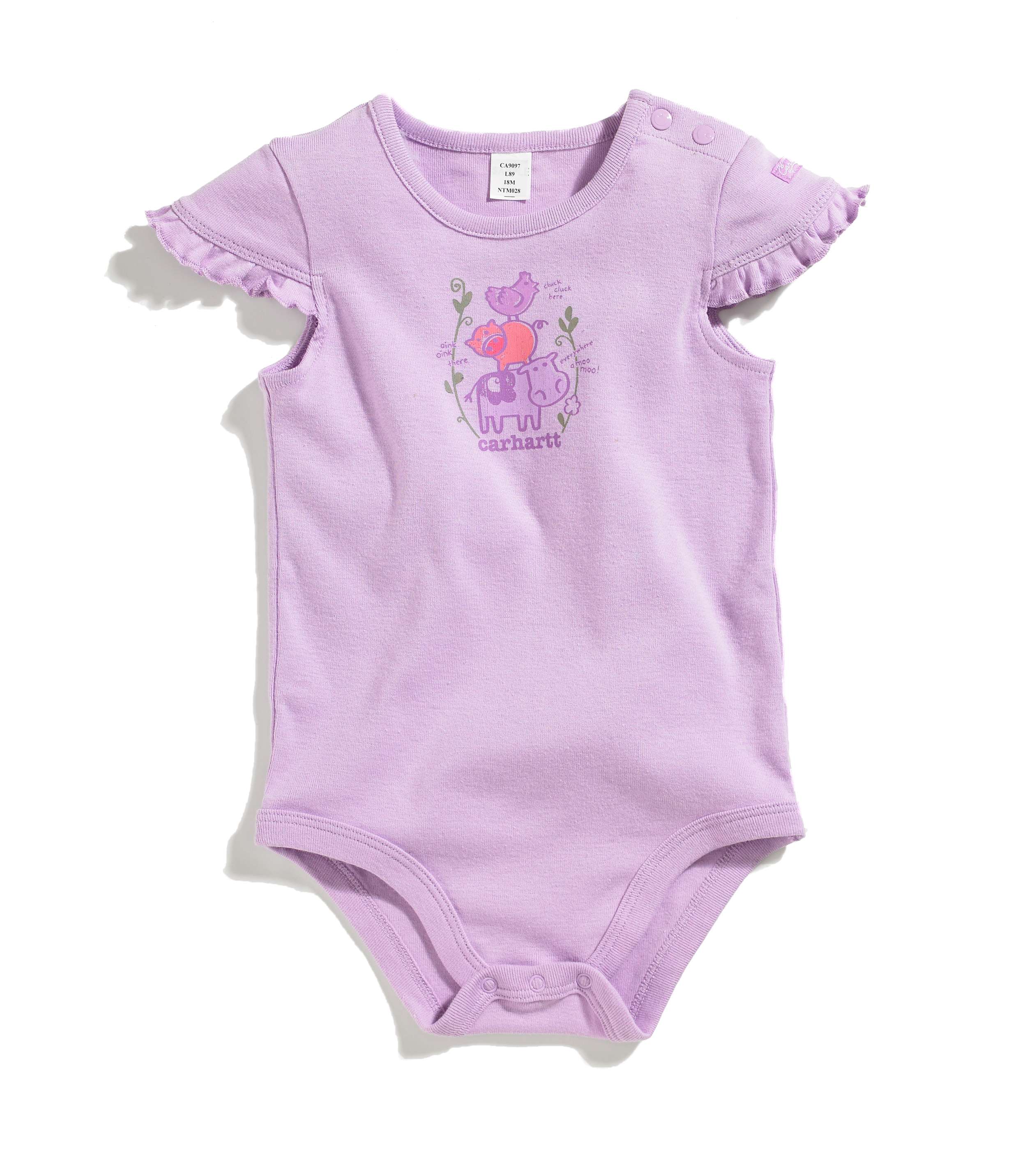 Infant Girls Farm Animal Stack Ruffle Sleeve Bodyshirt