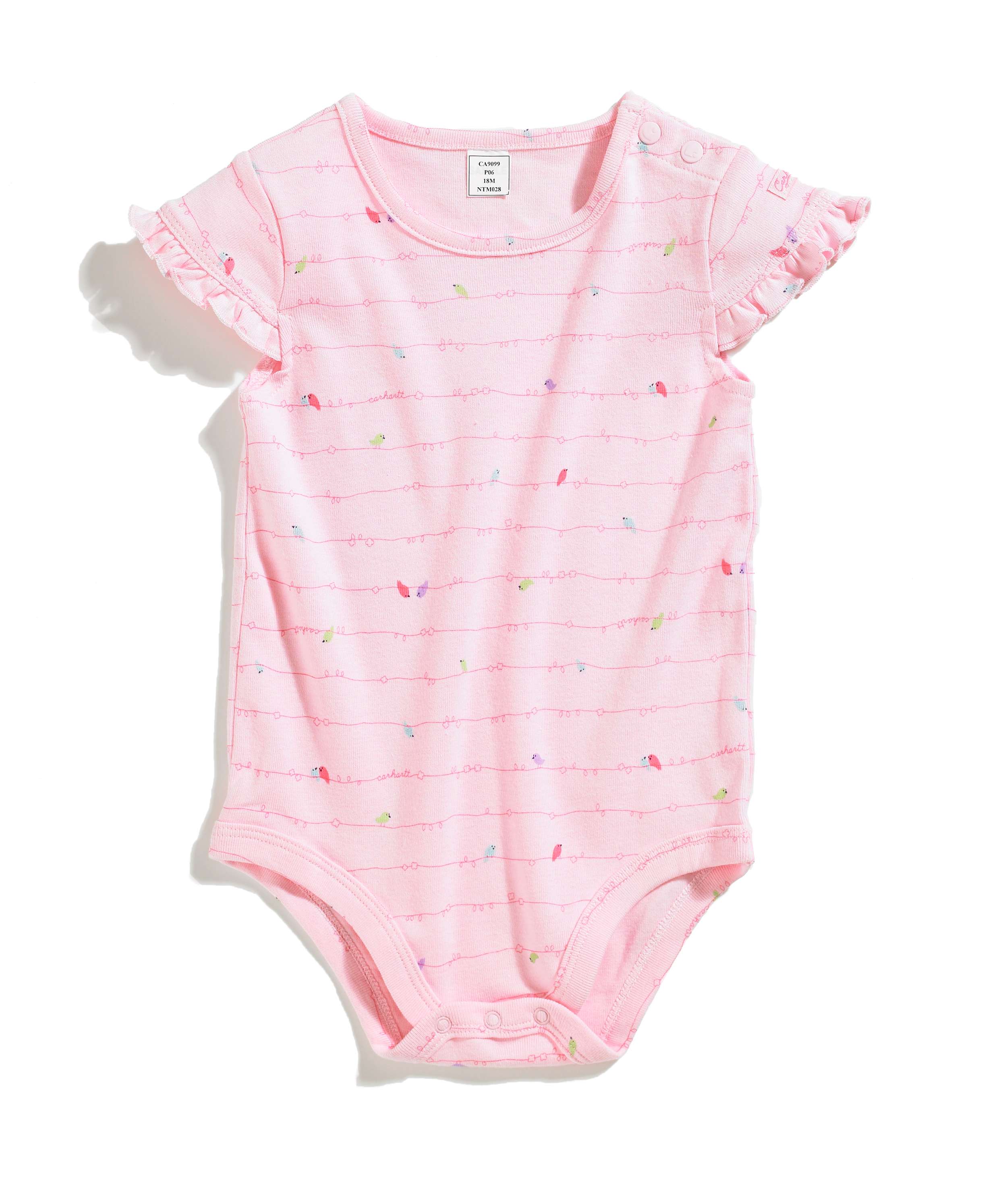 Infant Girls Birds Ruffle Sleeve Bodyshirt