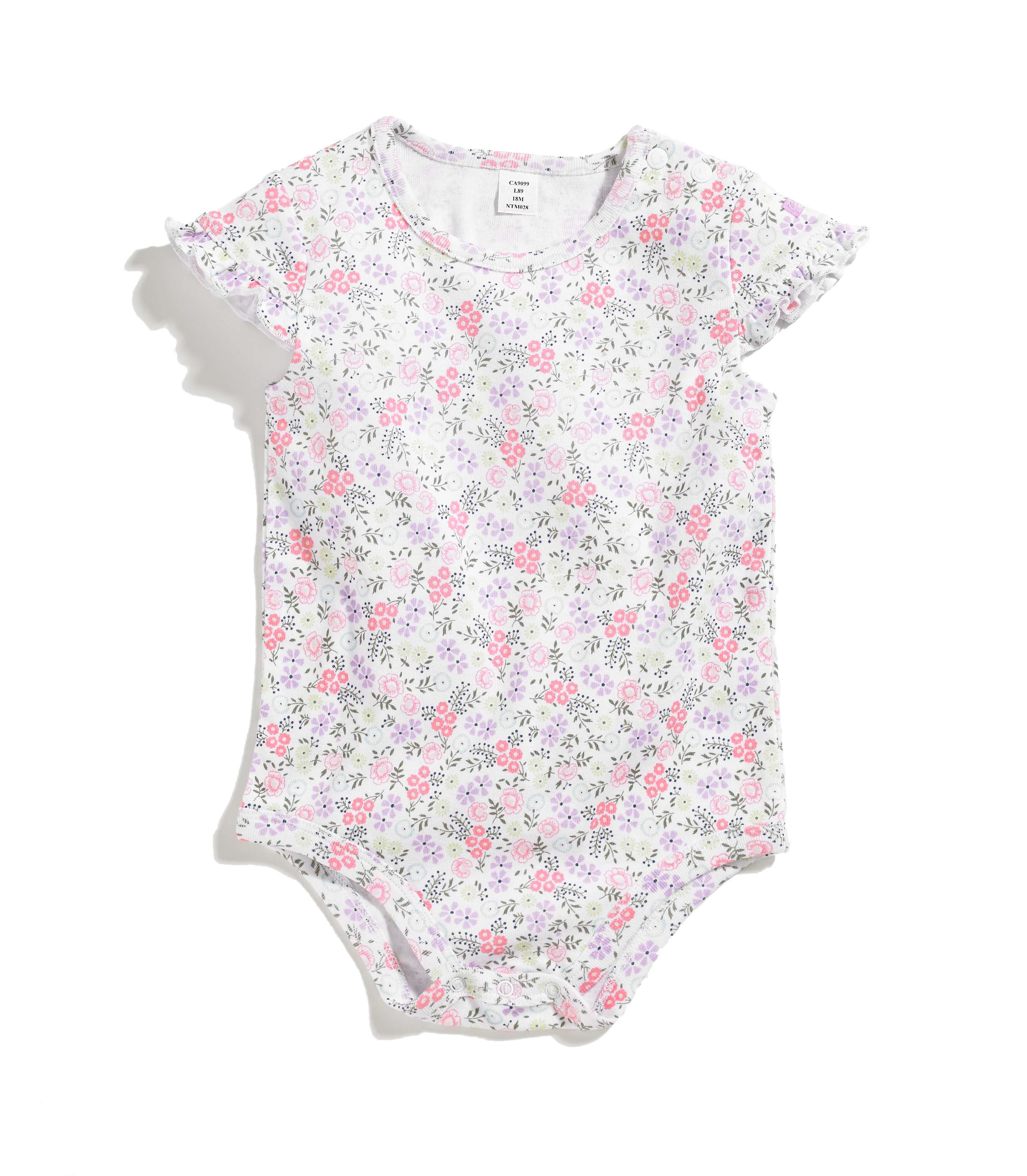 Infant Girls Floral Ruffle Sleeve Bodyshirt