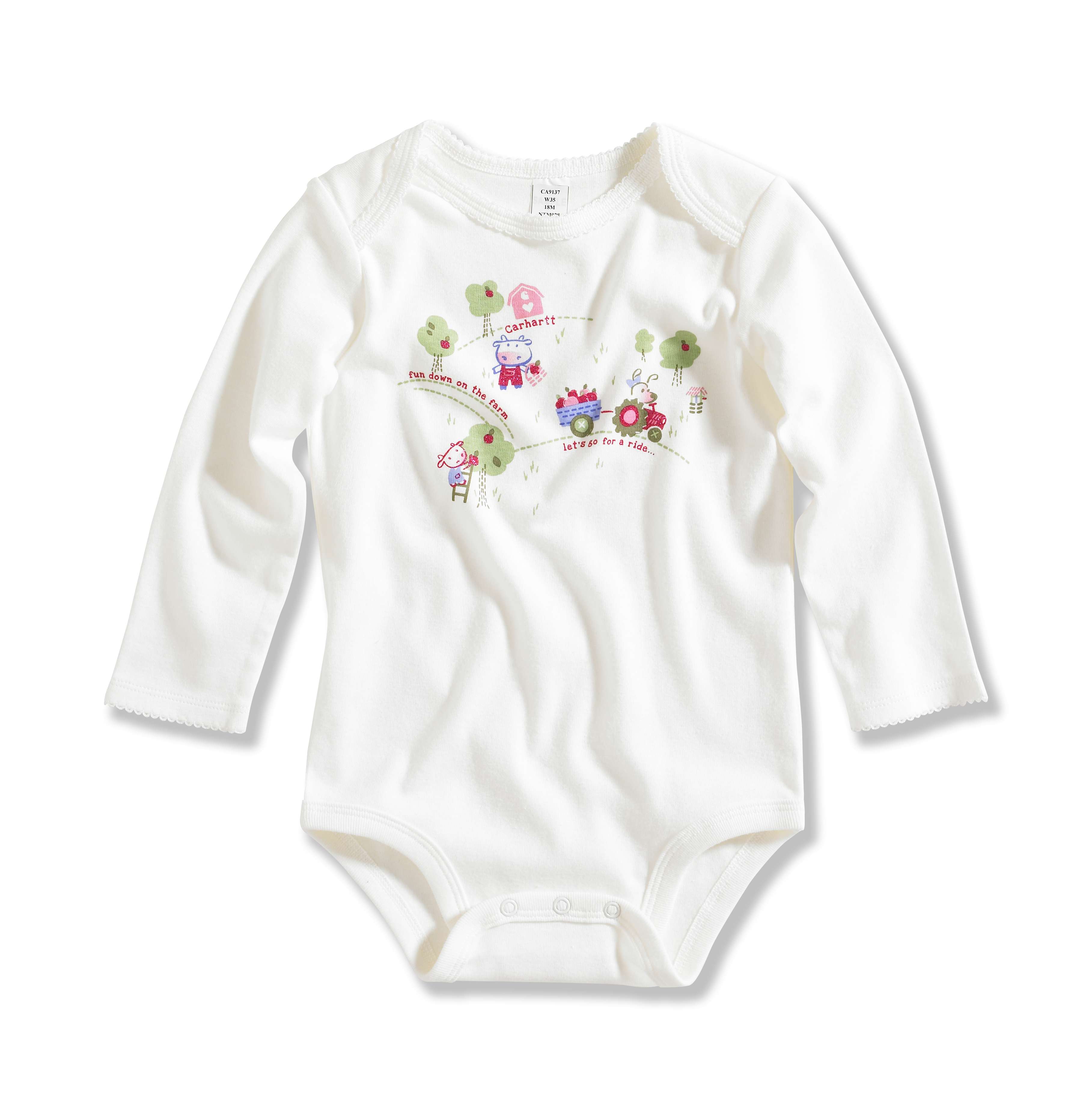 Infant/Toddler Girl�s Apple Farm Long-Sleeve Lapped Shoulder Bodyshirt