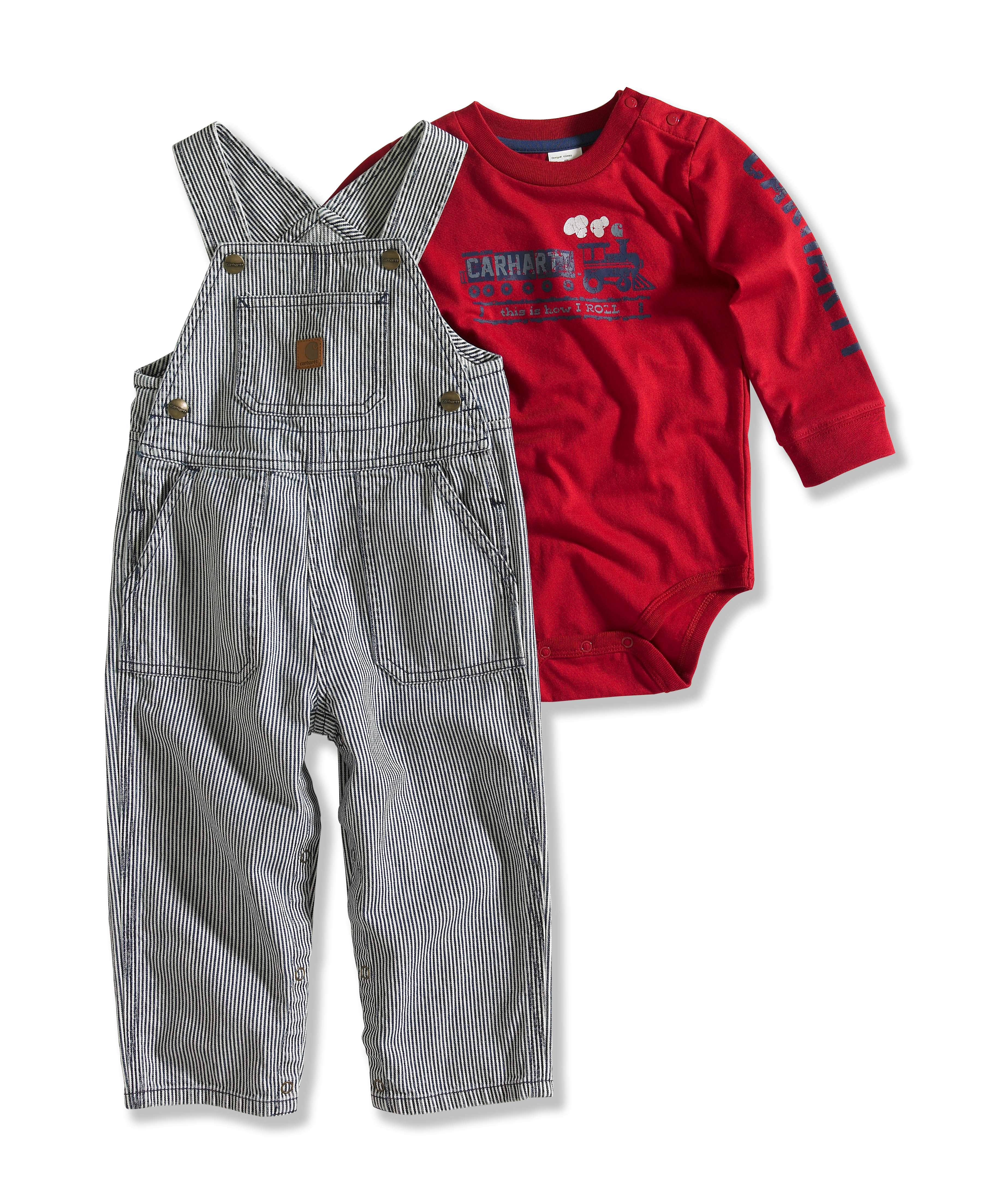 Infant Boy�s Washed Bib Overall Set (2 Piece)