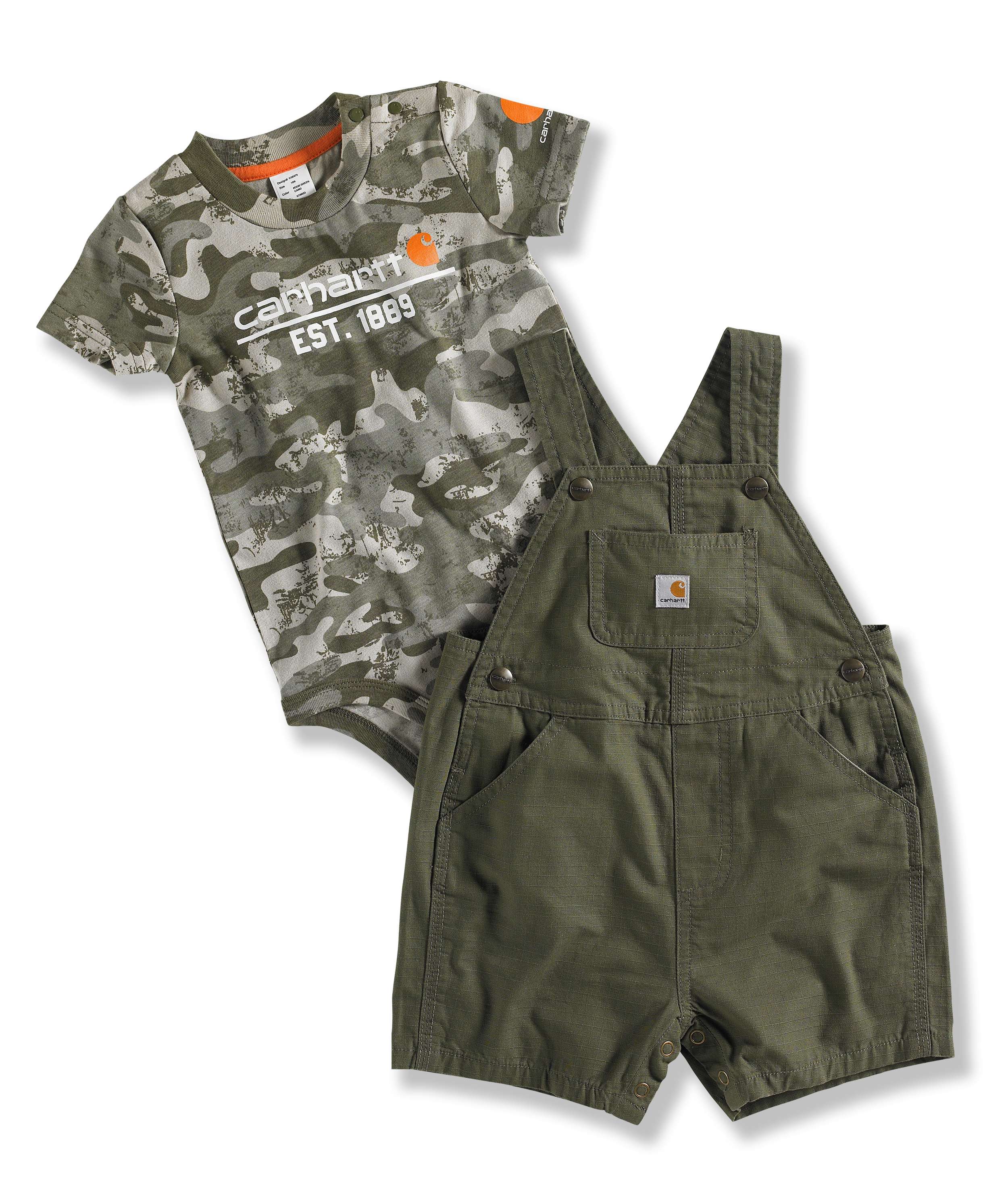 INFANT BOY'S WASHED BIB RIPSTOP SHORTALL SET