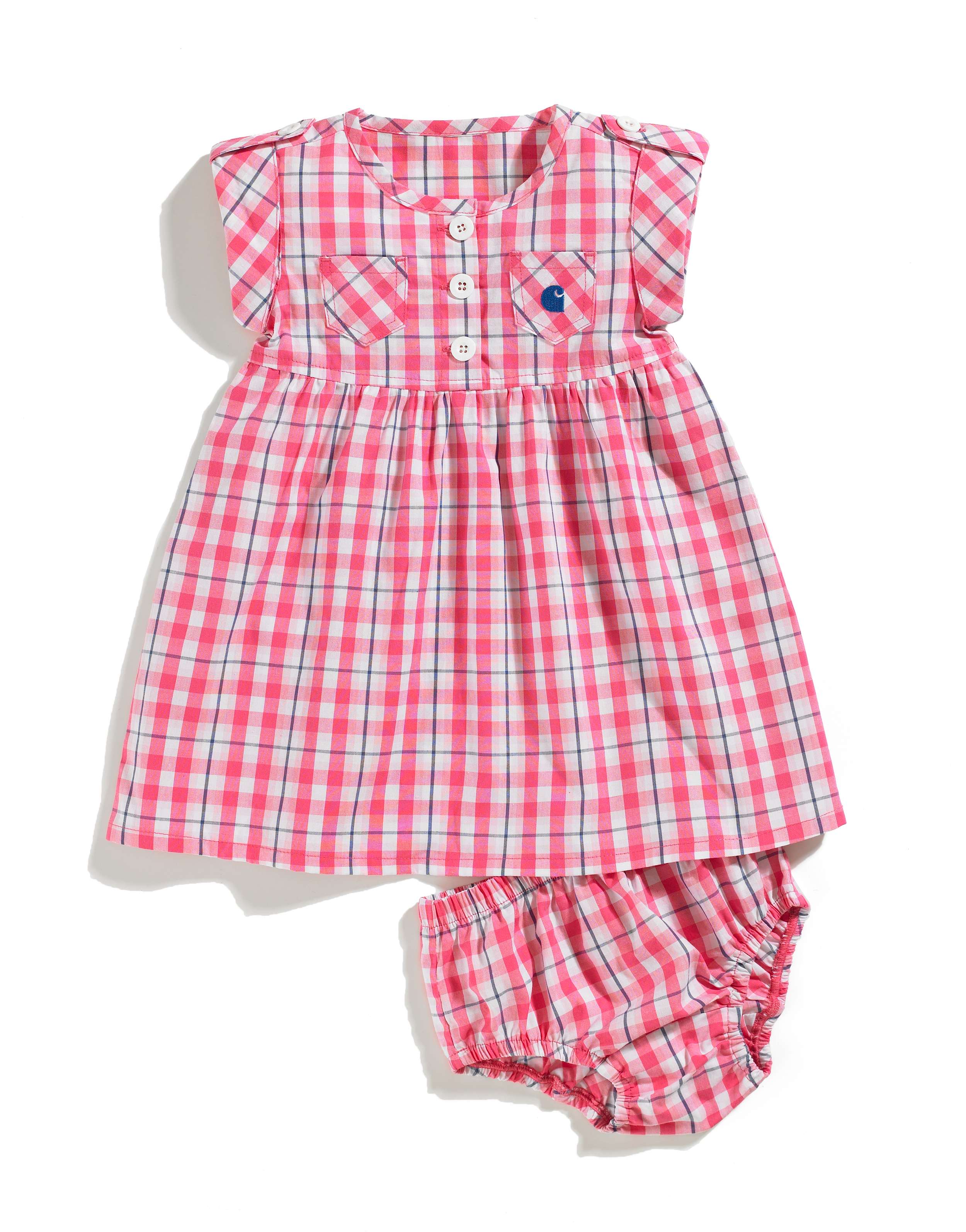 Infant Girls Woven Plaid Dress Set w/Bloomer