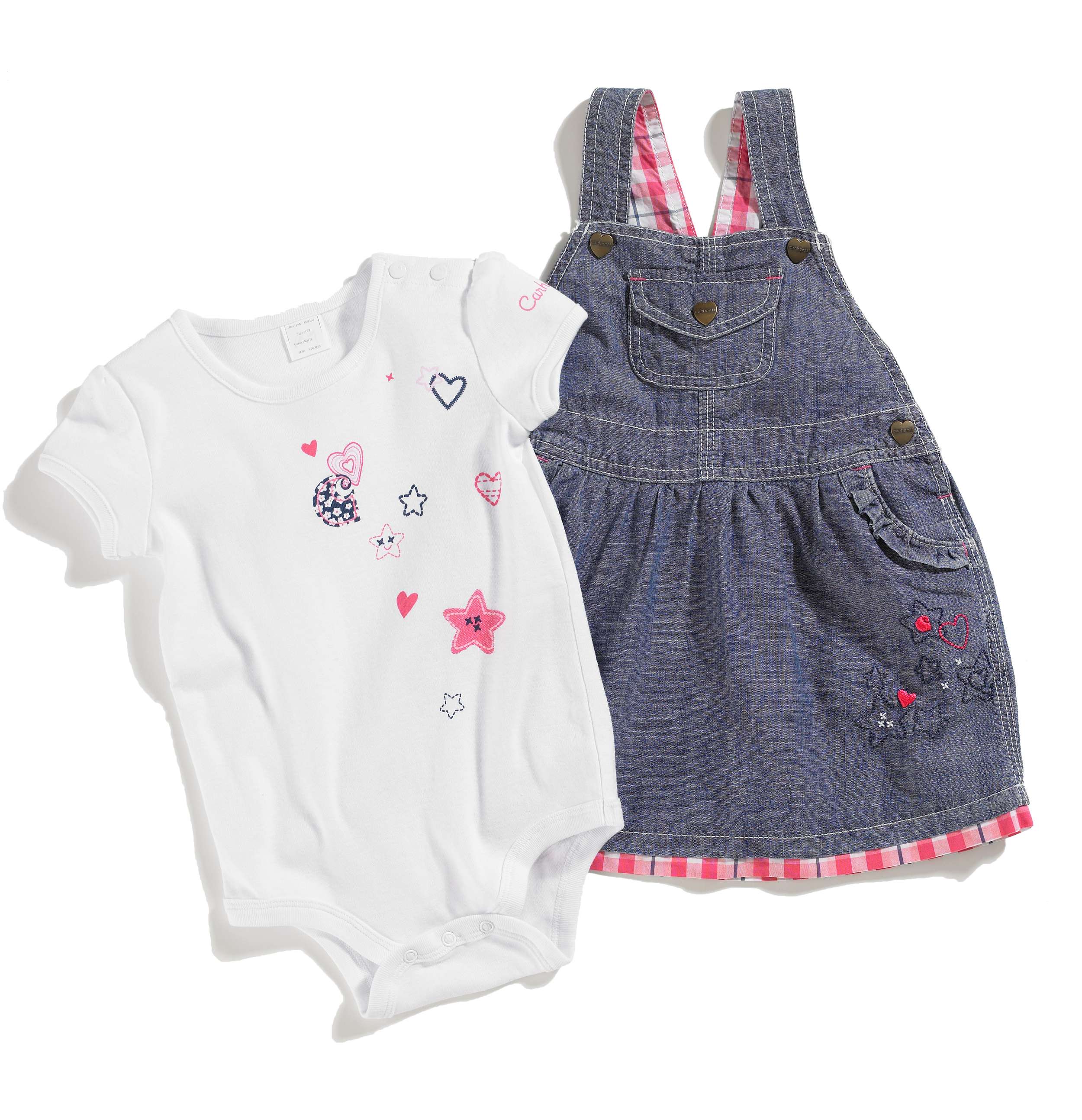 Infant Girls Washed Chambray Jumper Set