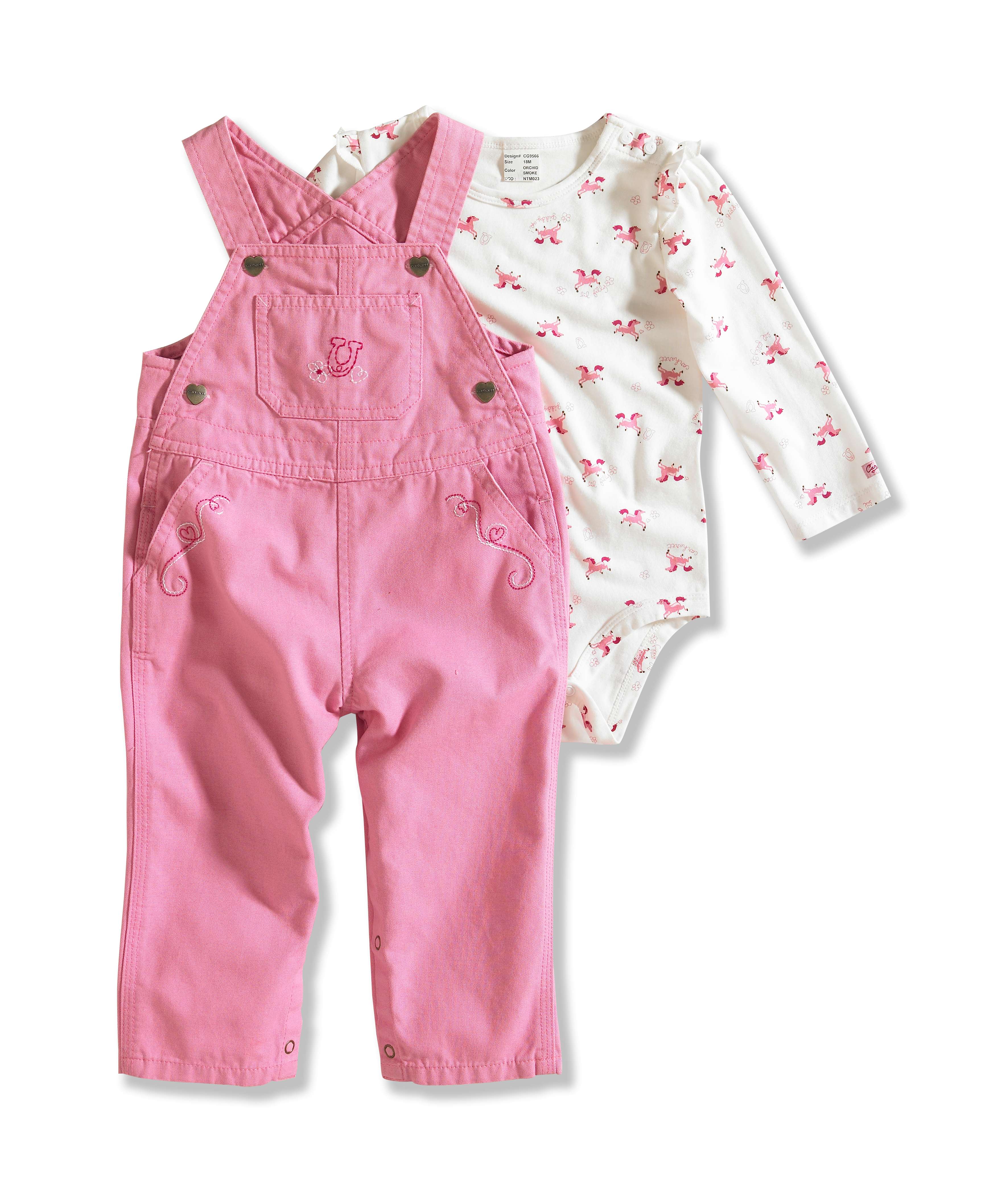 Infant/Toddler Girl�s Washed Canvas Bib Overall Set (2 Piece)