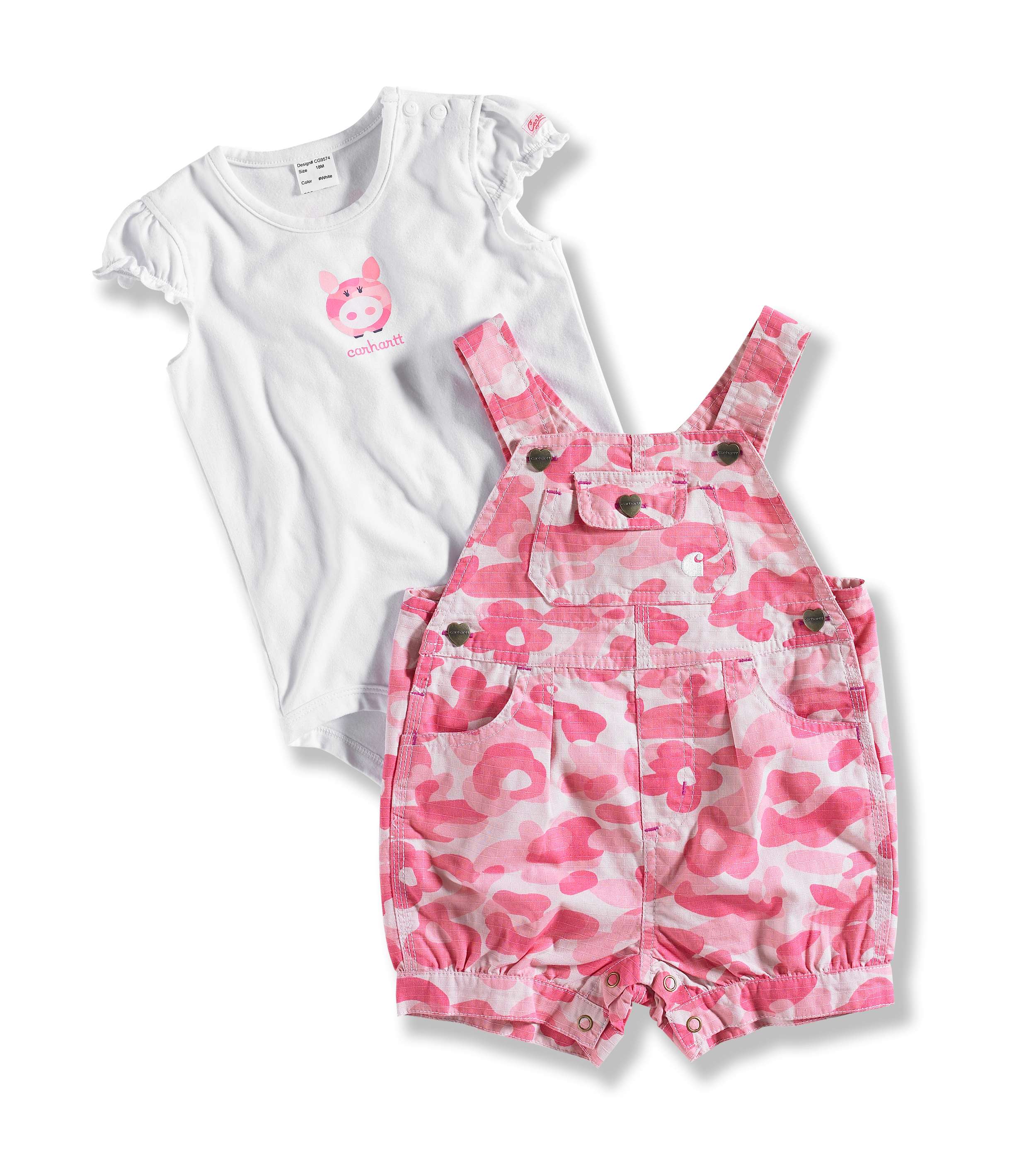 INFANT GIRL'S  WASHED PRINTED RIPSTOP SHORTALL SET