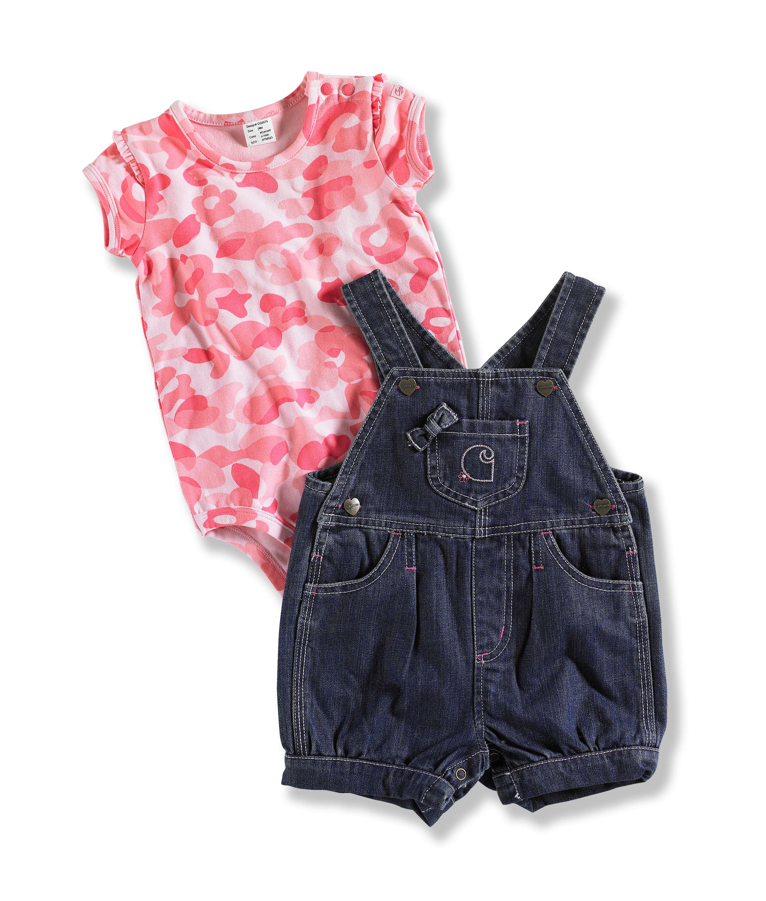INFANT GIRL'S WASHED DENIM SHORTALL SET