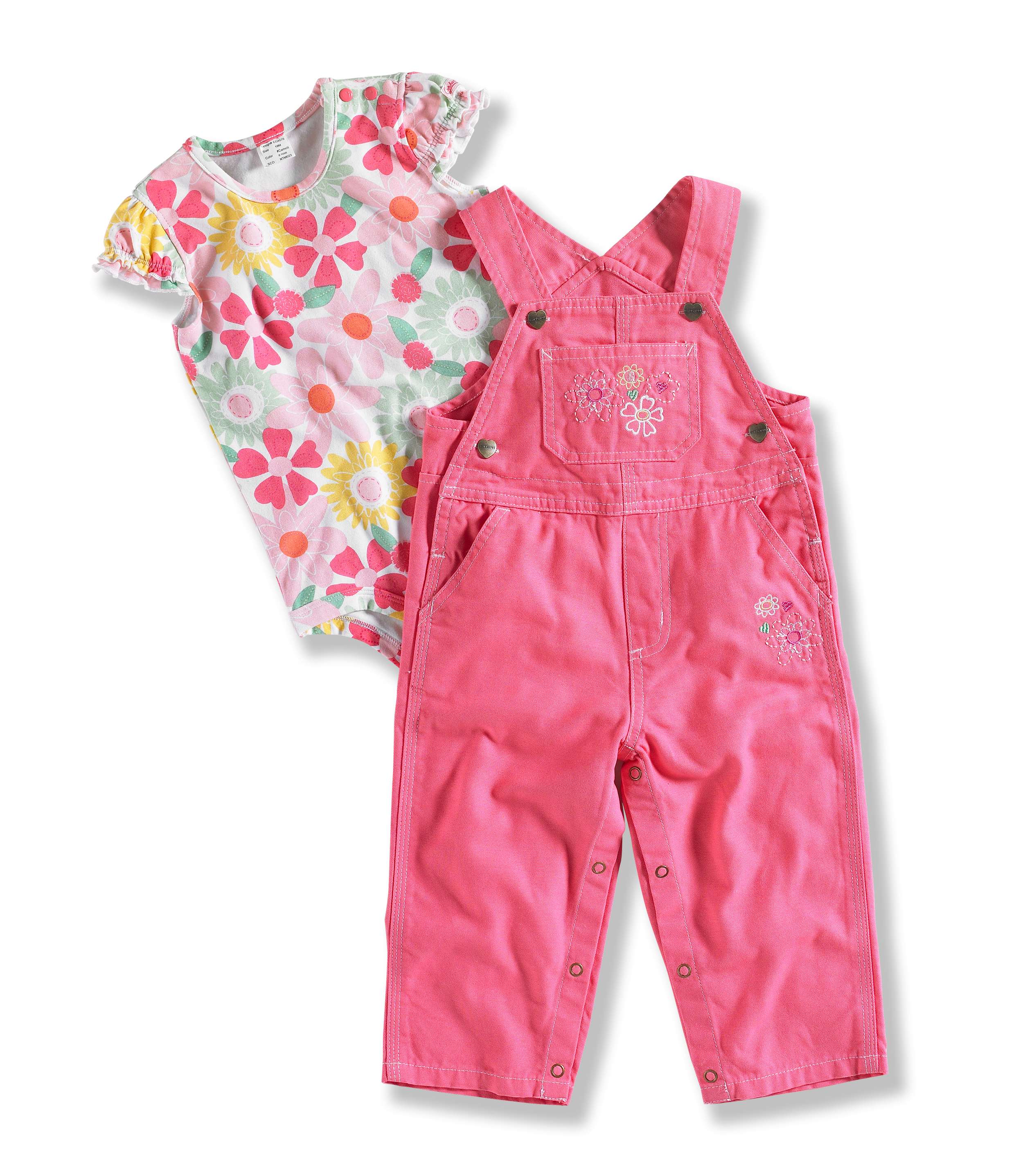 INFANT GIRL'S WASHED CANVAS OVERALL SET