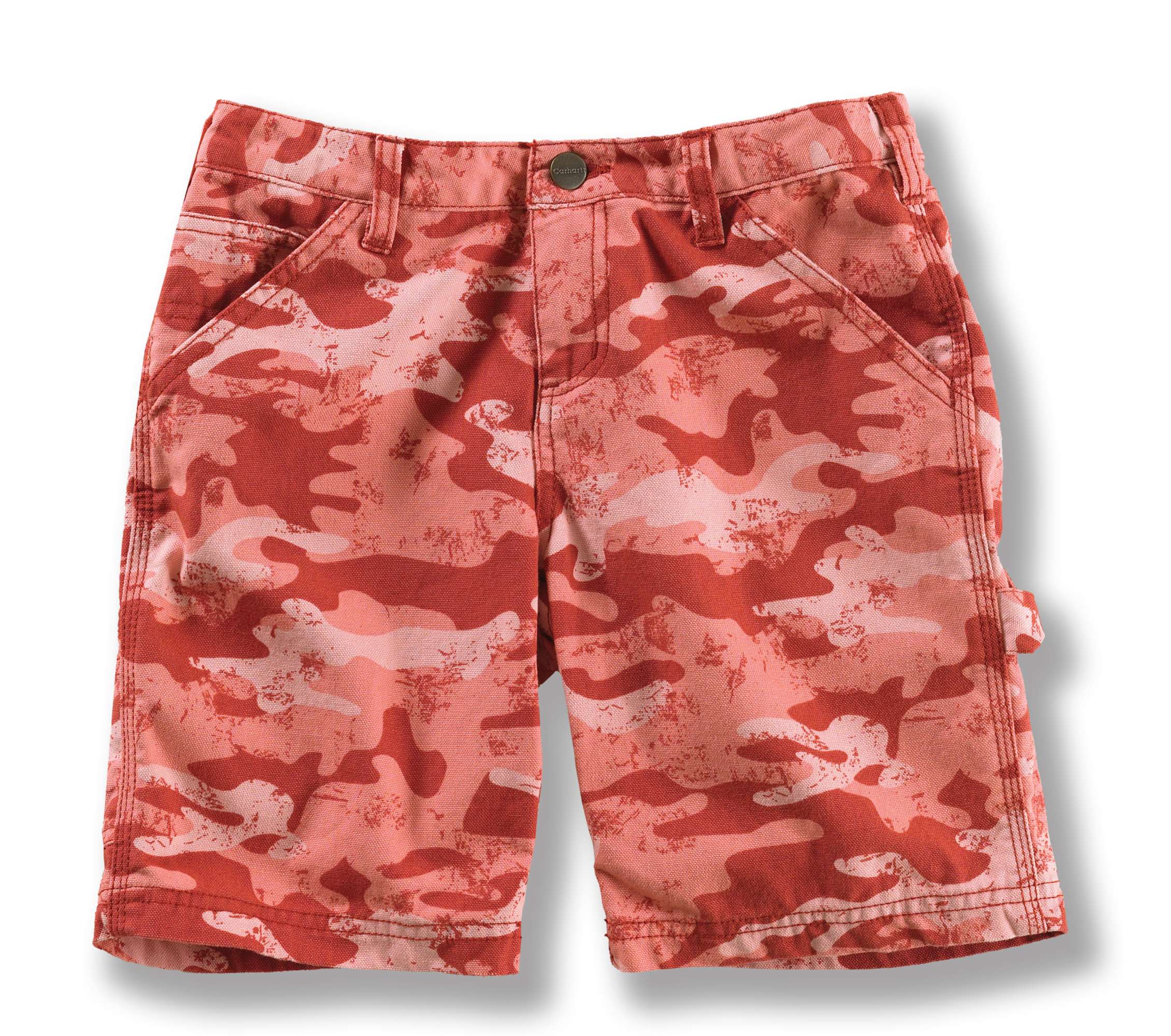 Girls Washed Camo Dungaree Short