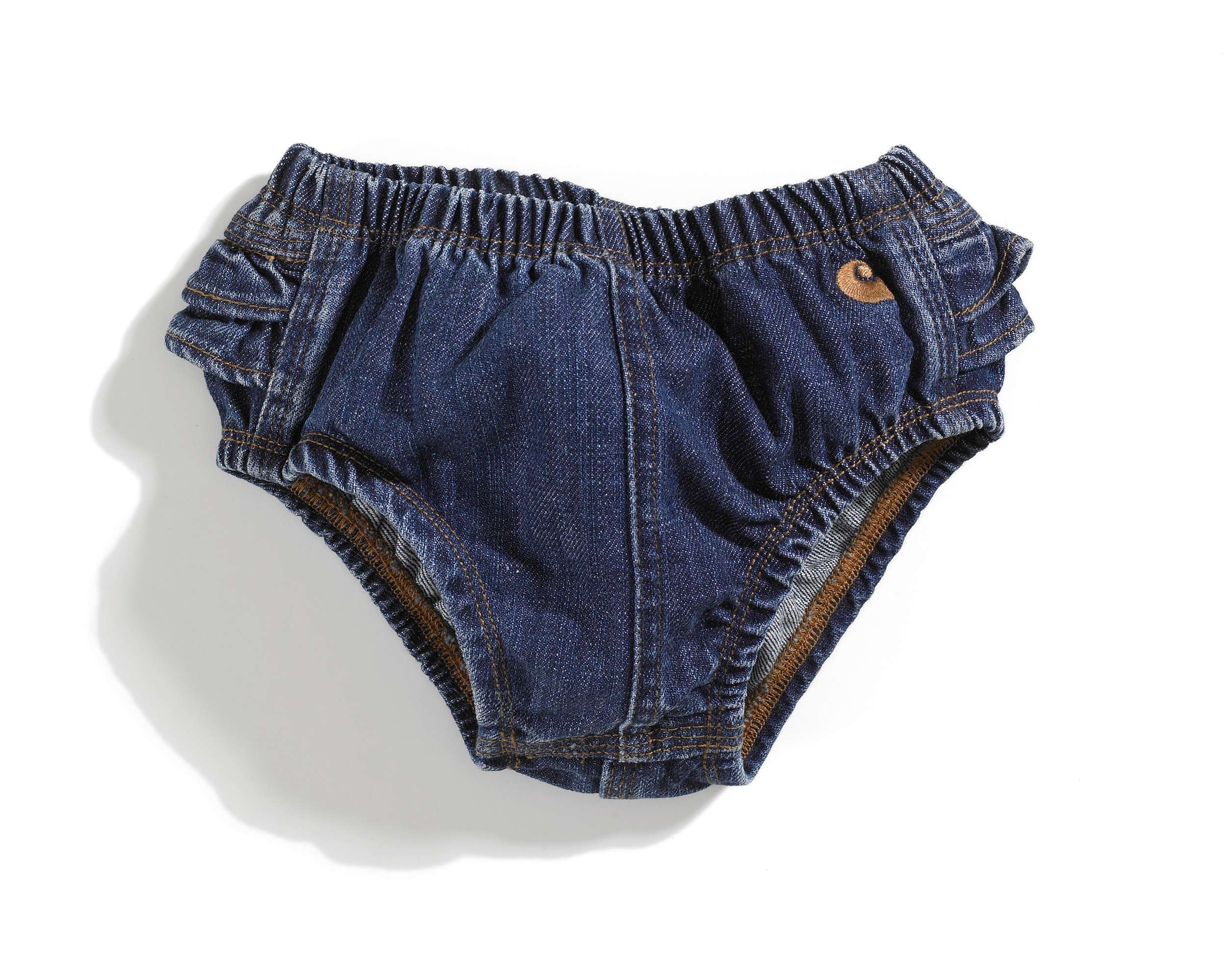Infant Girls Washed Denim Ruffle Diaper Cover