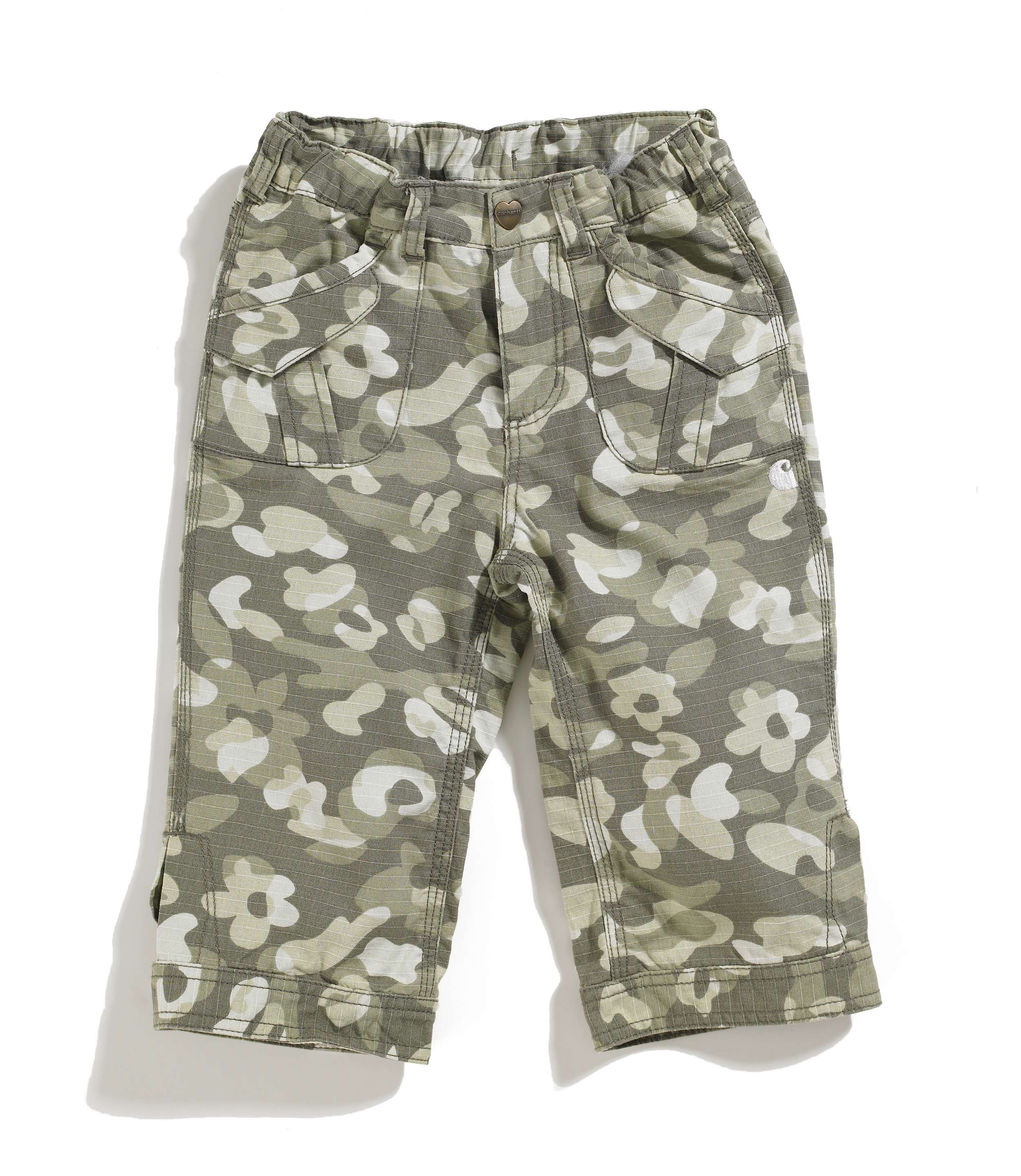 Girls Washed Printed Camo Ripstop Capri