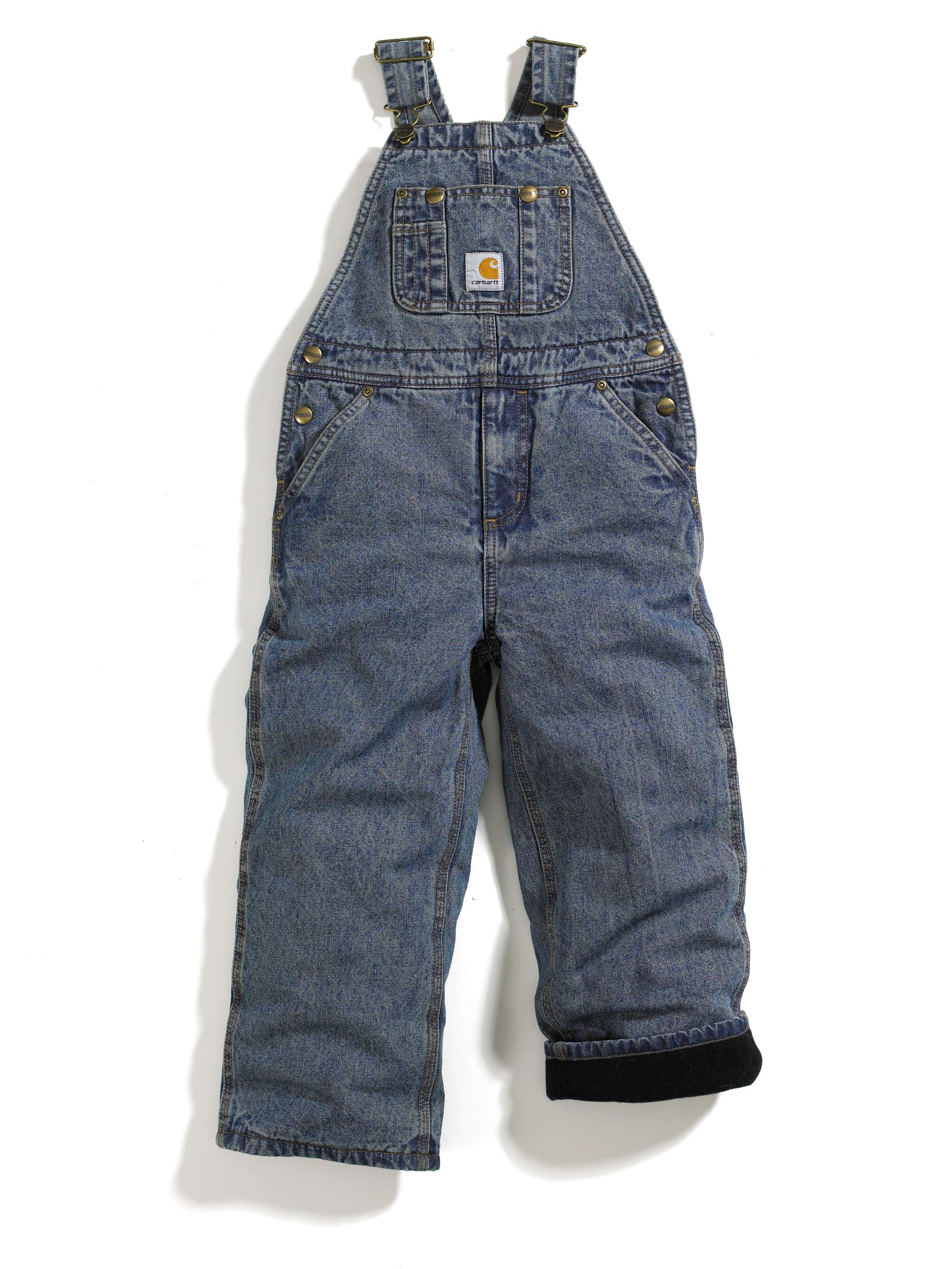 Boys Washed Denim Lined Bib Overall - Sizes 4-7