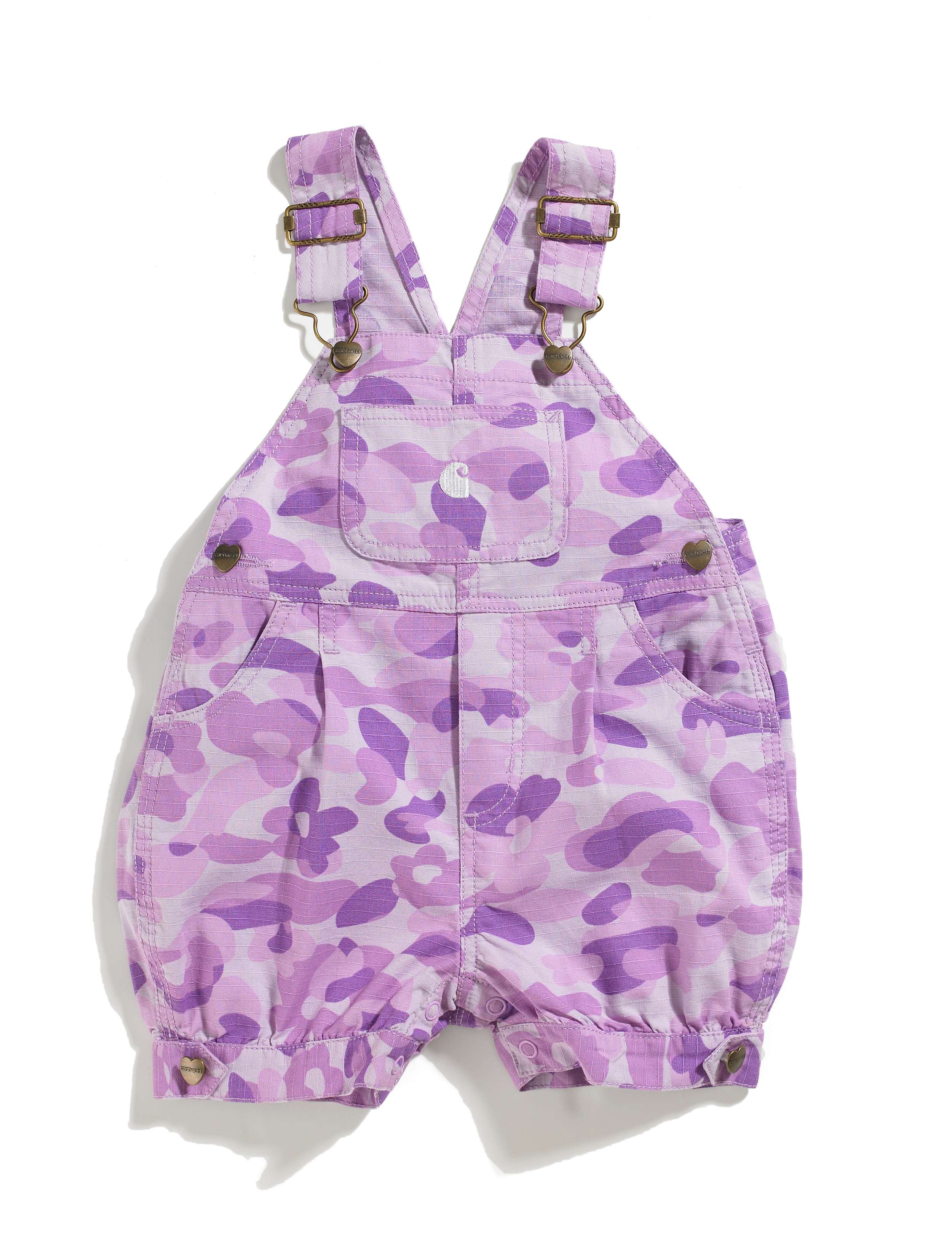 Girls Infant/Toddler Washed Camo Printed Ripstop Shortall