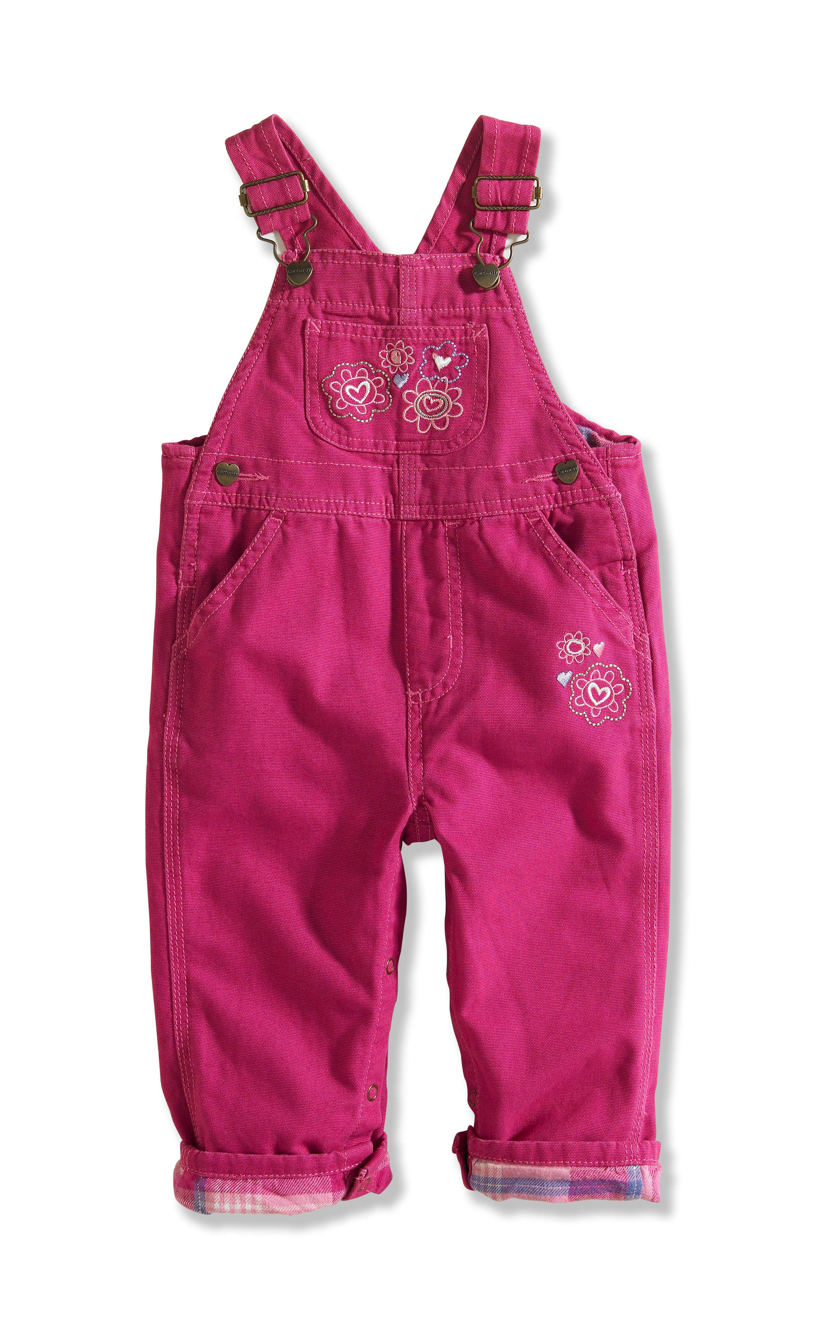 Infant/Toddler Girl�s Washed Flannel-Lined Canvas Bib Overall