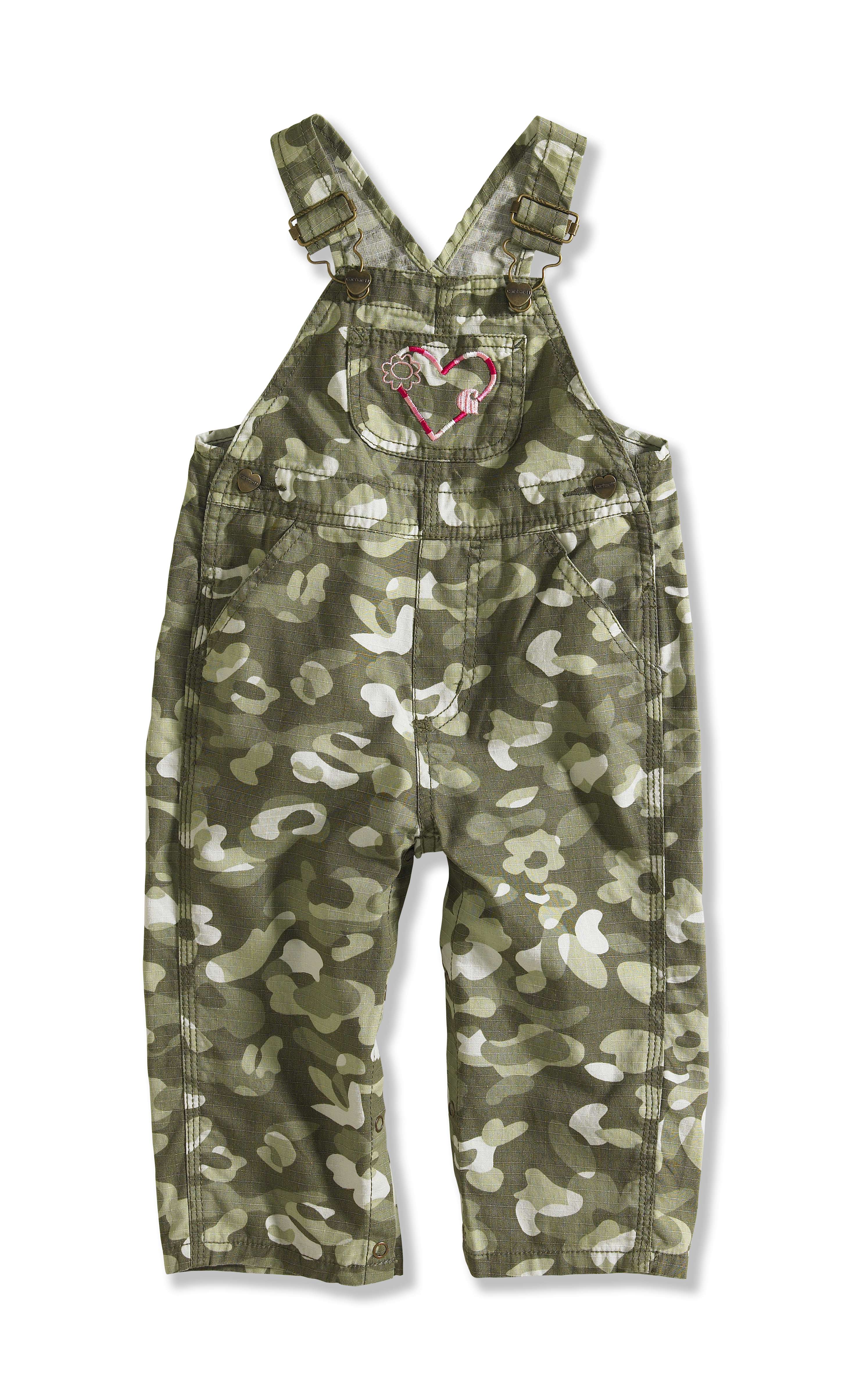 Infant/Toddler Girl�s Washed Printed Camo Ripstop Bib Overall