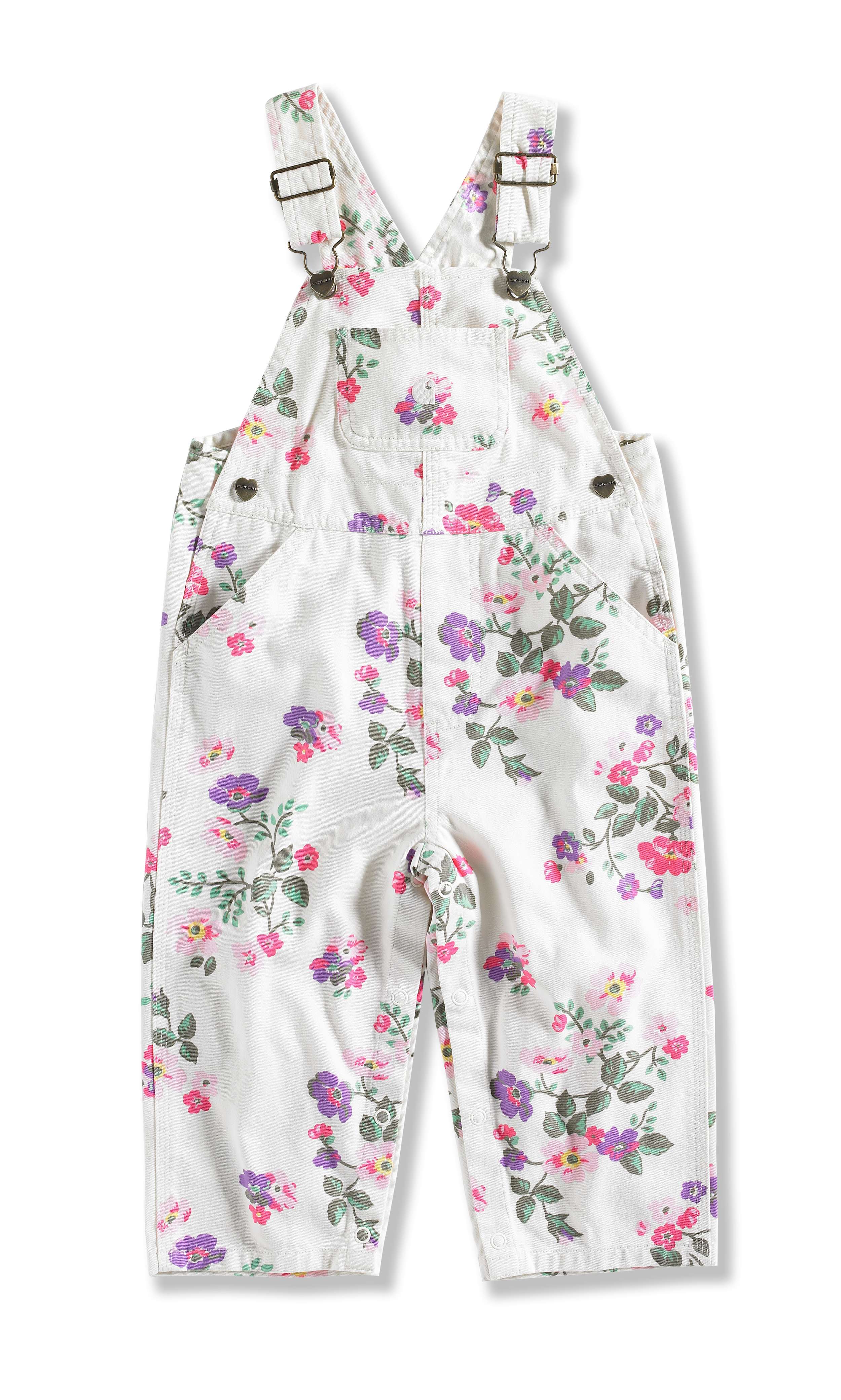INFANT GIRL'S WASHED PRINTED TWILL BIB OVERALL