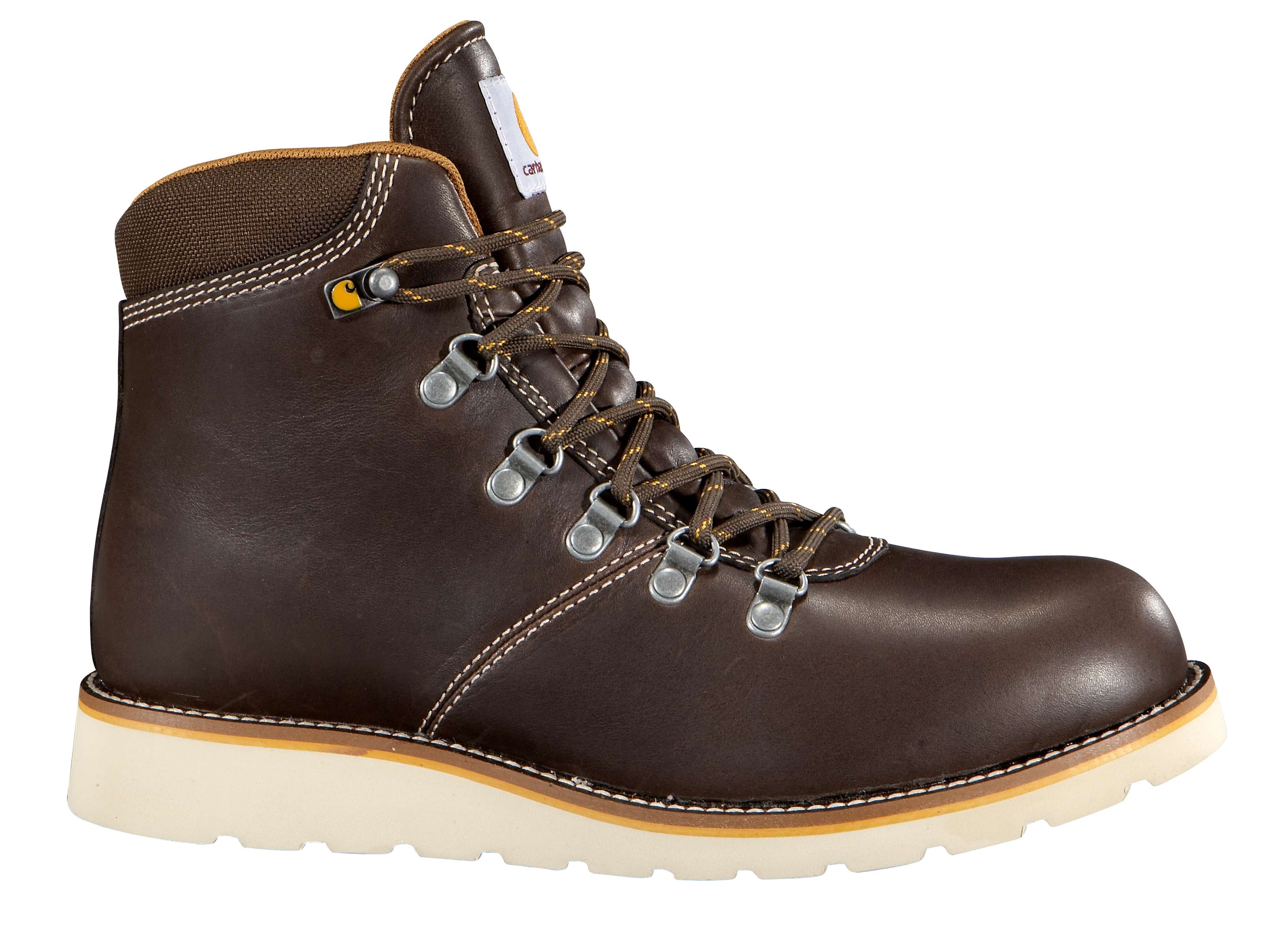 Men's Plain Toe Dark Brown 6-Inch Waterproof Wedge Boot-Non-Safety Toe