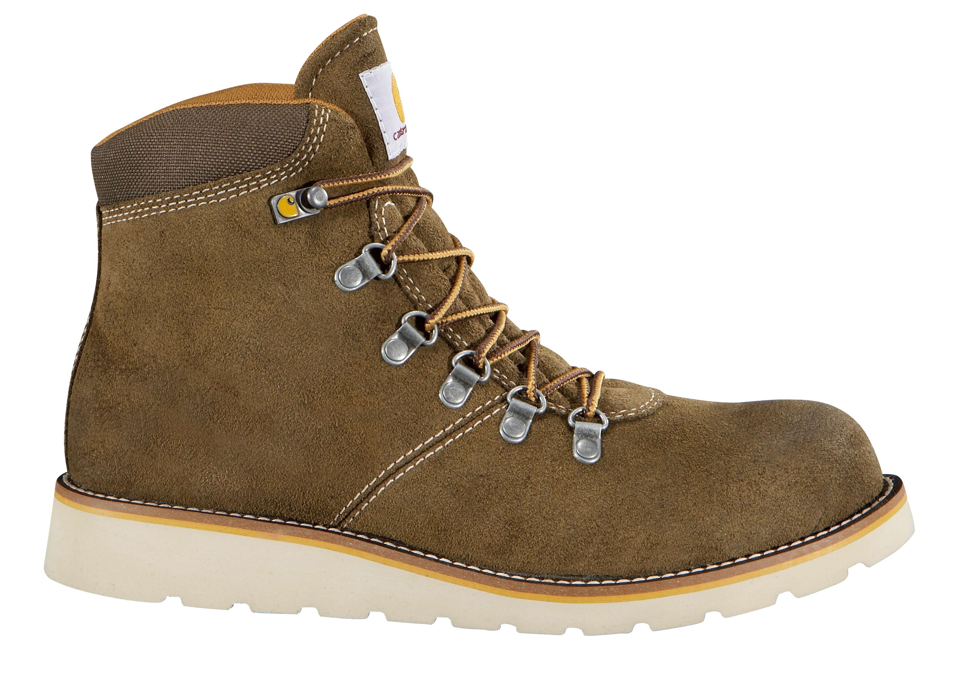 Men's Plain Toe Dark Khaki Suede 6-Inch Waterproof Wedge Boot-Non-Safety Toe