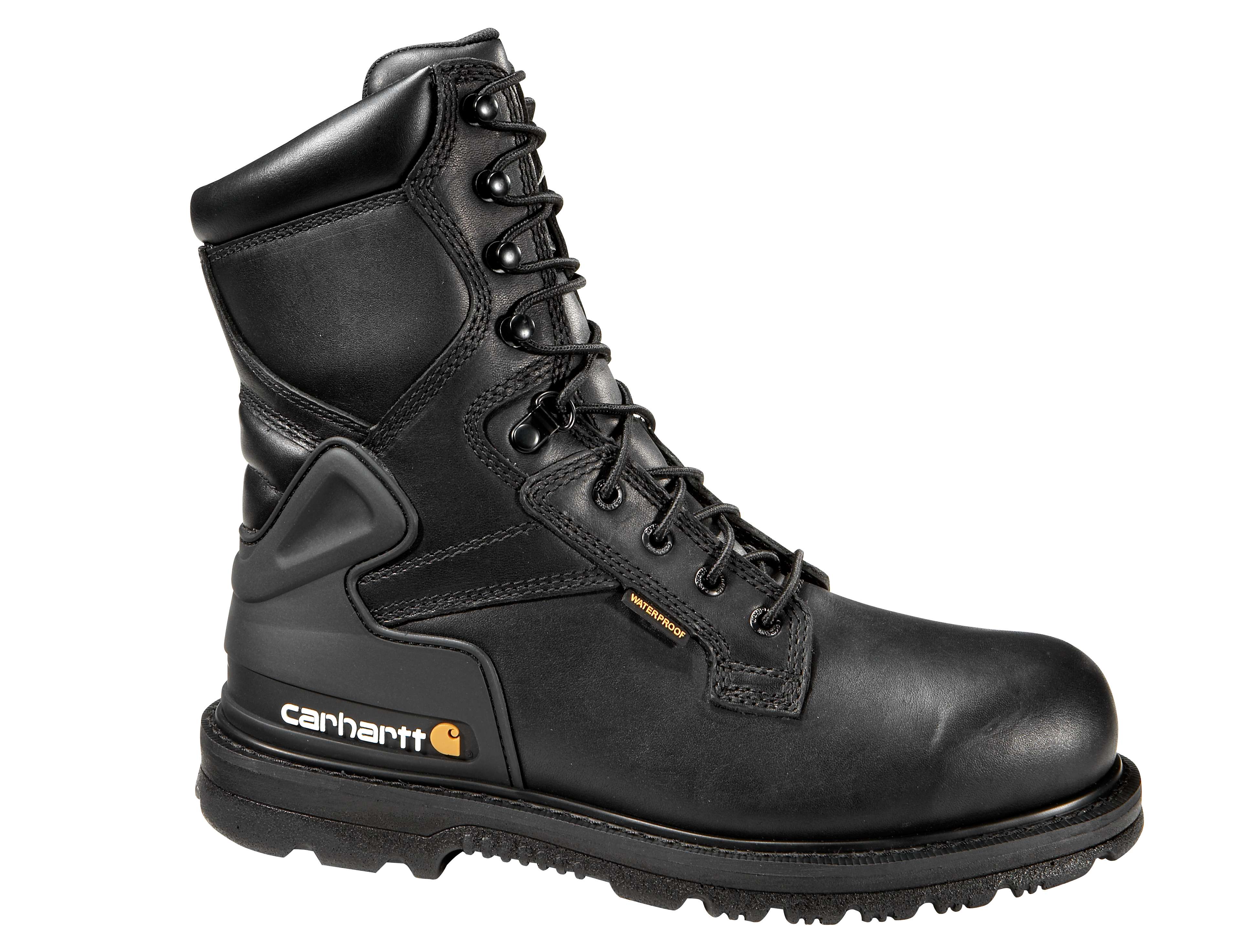 Men's 8-Inch Black Leather Waterproof Work Boot/Safety-Toe