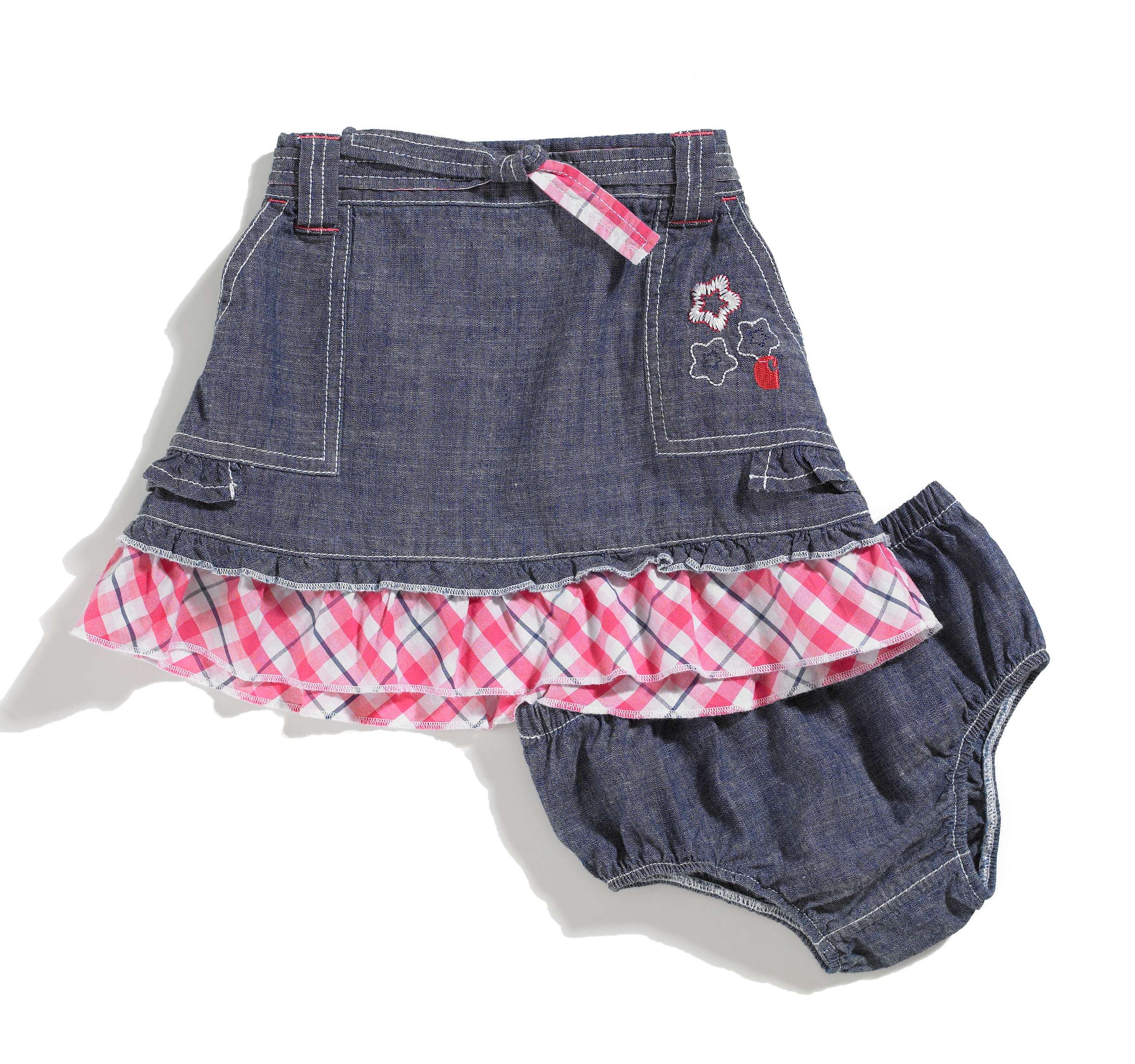 Girls Infant/Toddler Washed Chambray Skirt w/Bloomer