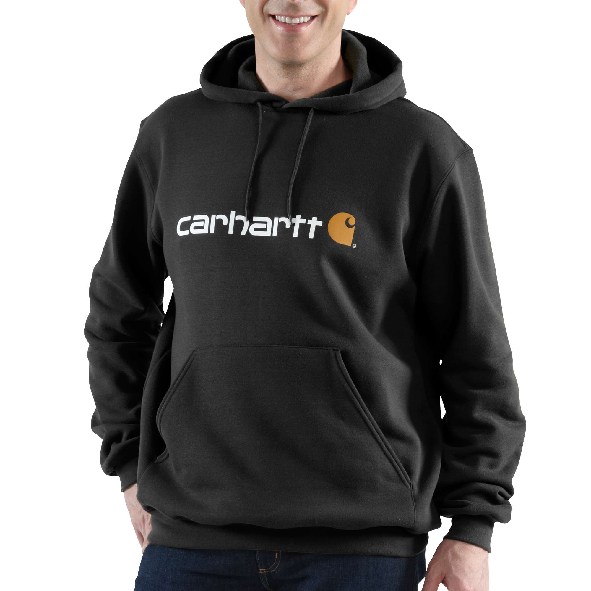 Carhartt Hoodies - Loose fit herensweater met capuchon en carhartt-logo Zwart - S