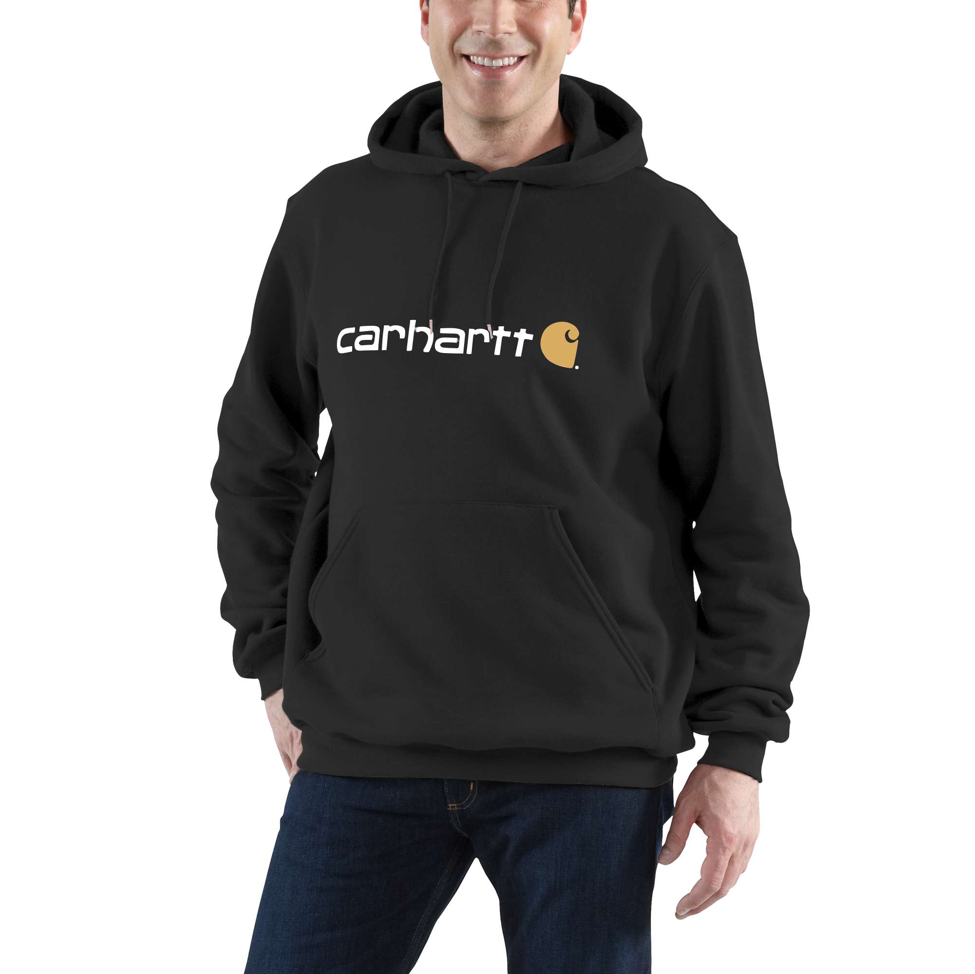 Carhartt Hoodies - Loose fit herensweater met capuchon en carhartt-logo Zwart - XXL