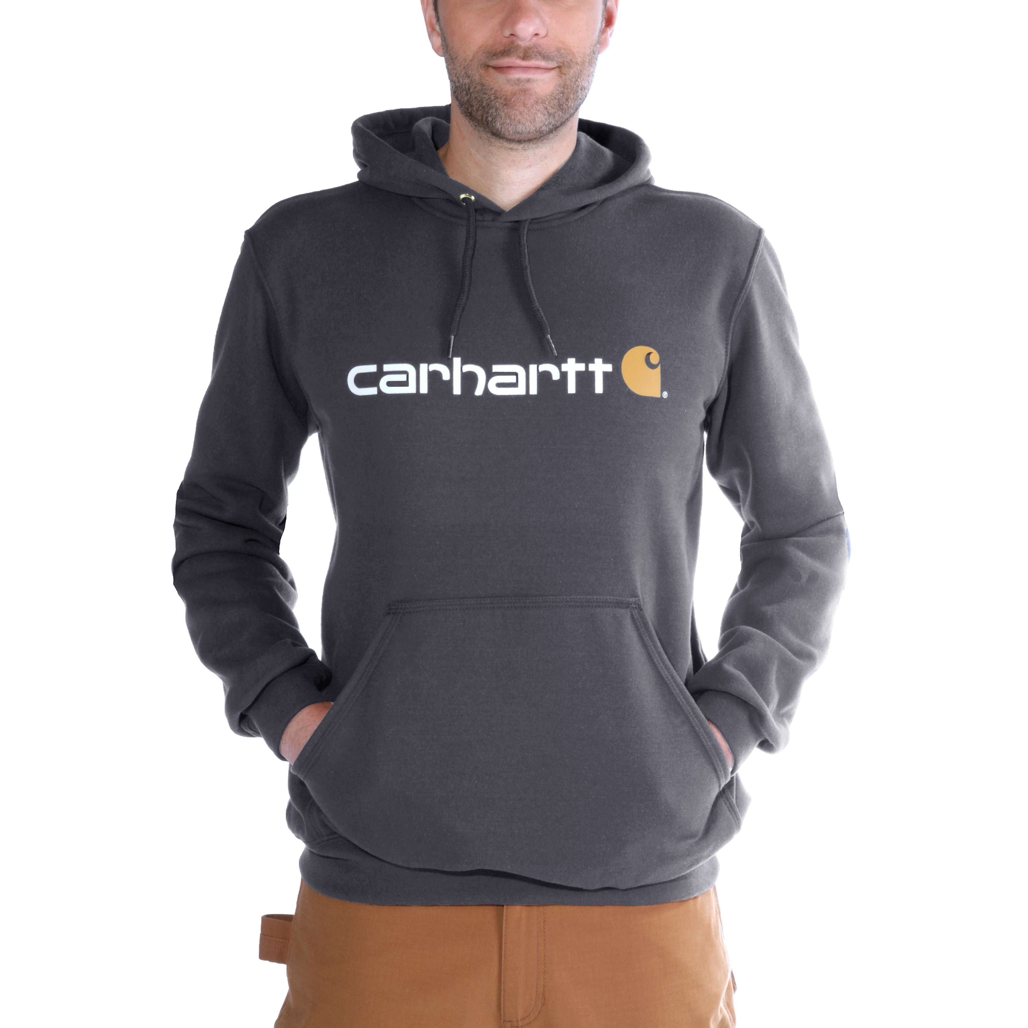 Carhartt Hoodies - Loose fit herensweater met capuchon en carhartt-logo Grijs - S