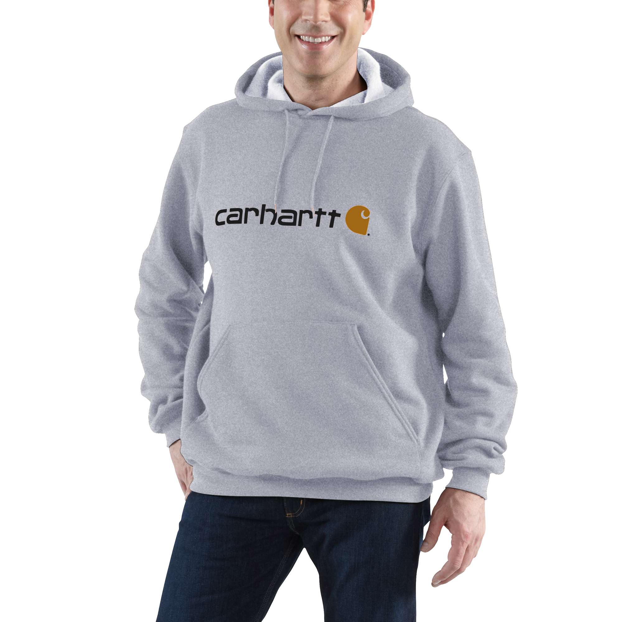 Carhartt Hoodies - Loose fit herensweater met capuchon en carhartt-logo Grijs - XXL