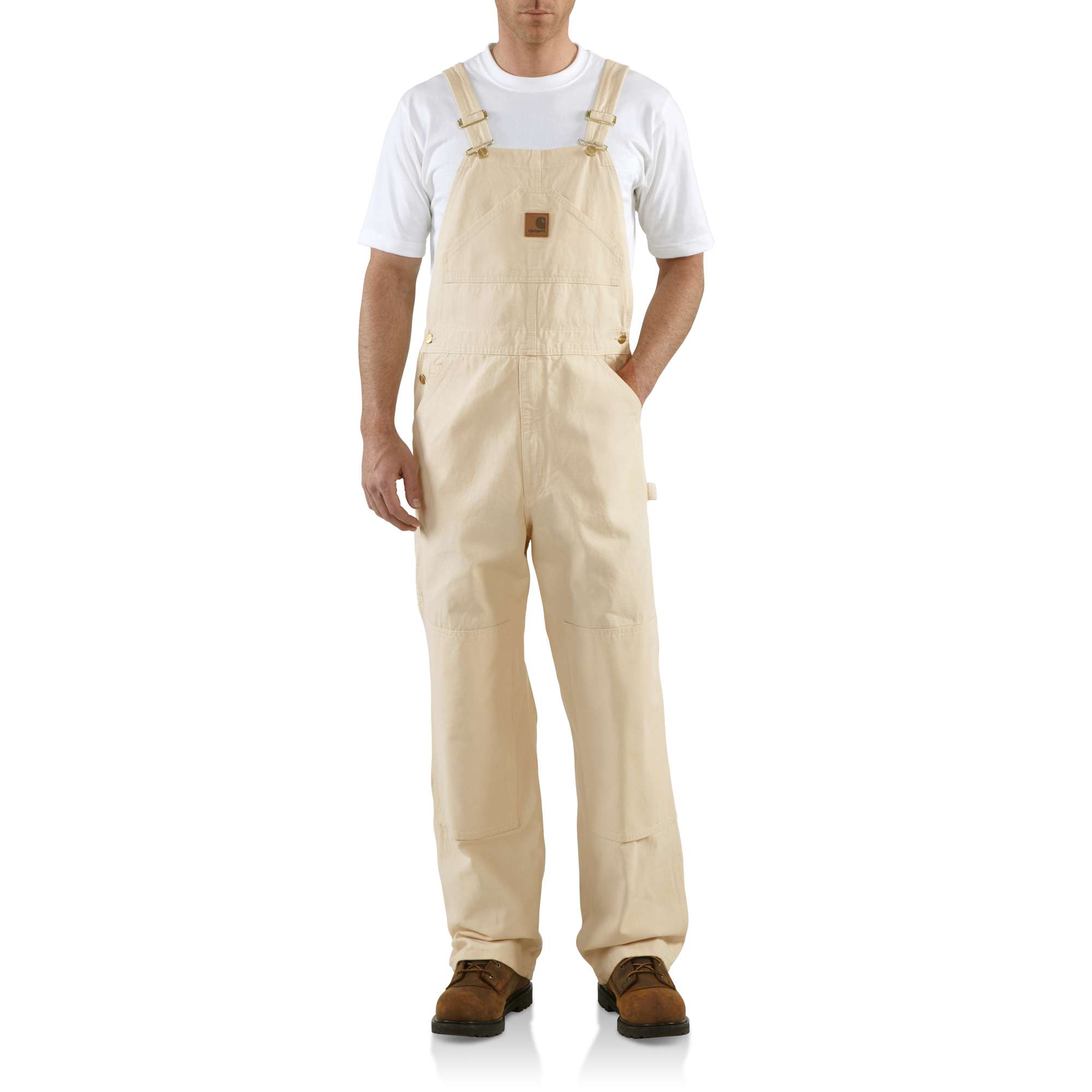 Men&rsquo;s  Washed Drill Work Bib Overall/Double Knee