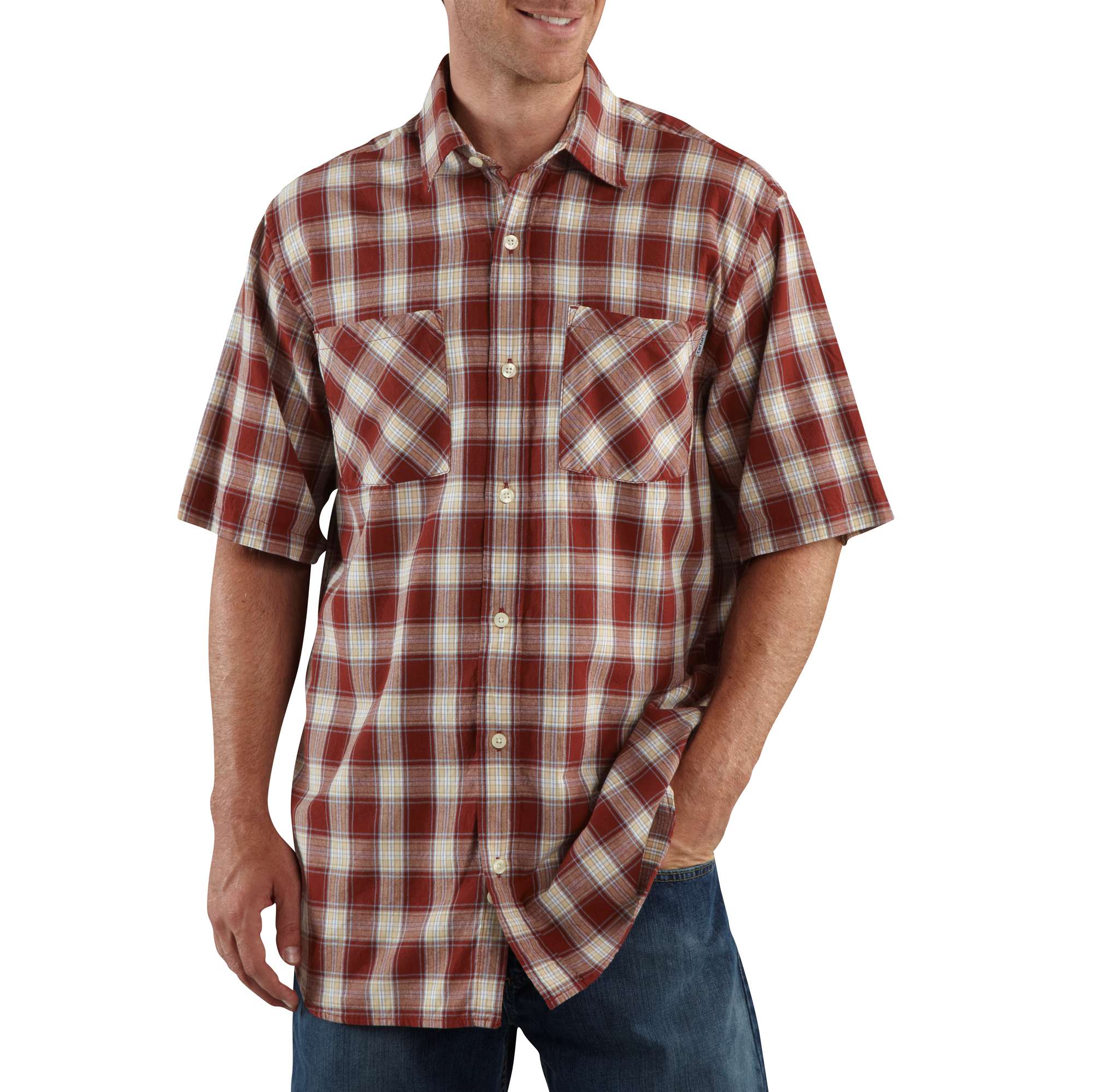Men's Short-Sleeve Lightweight Plaid Shirt