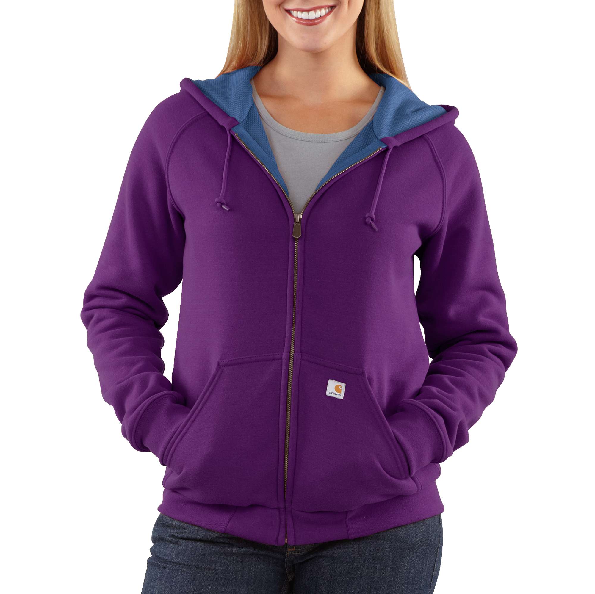 Womens Thermal-Lined Zip-Front Hooded Sweatshirt