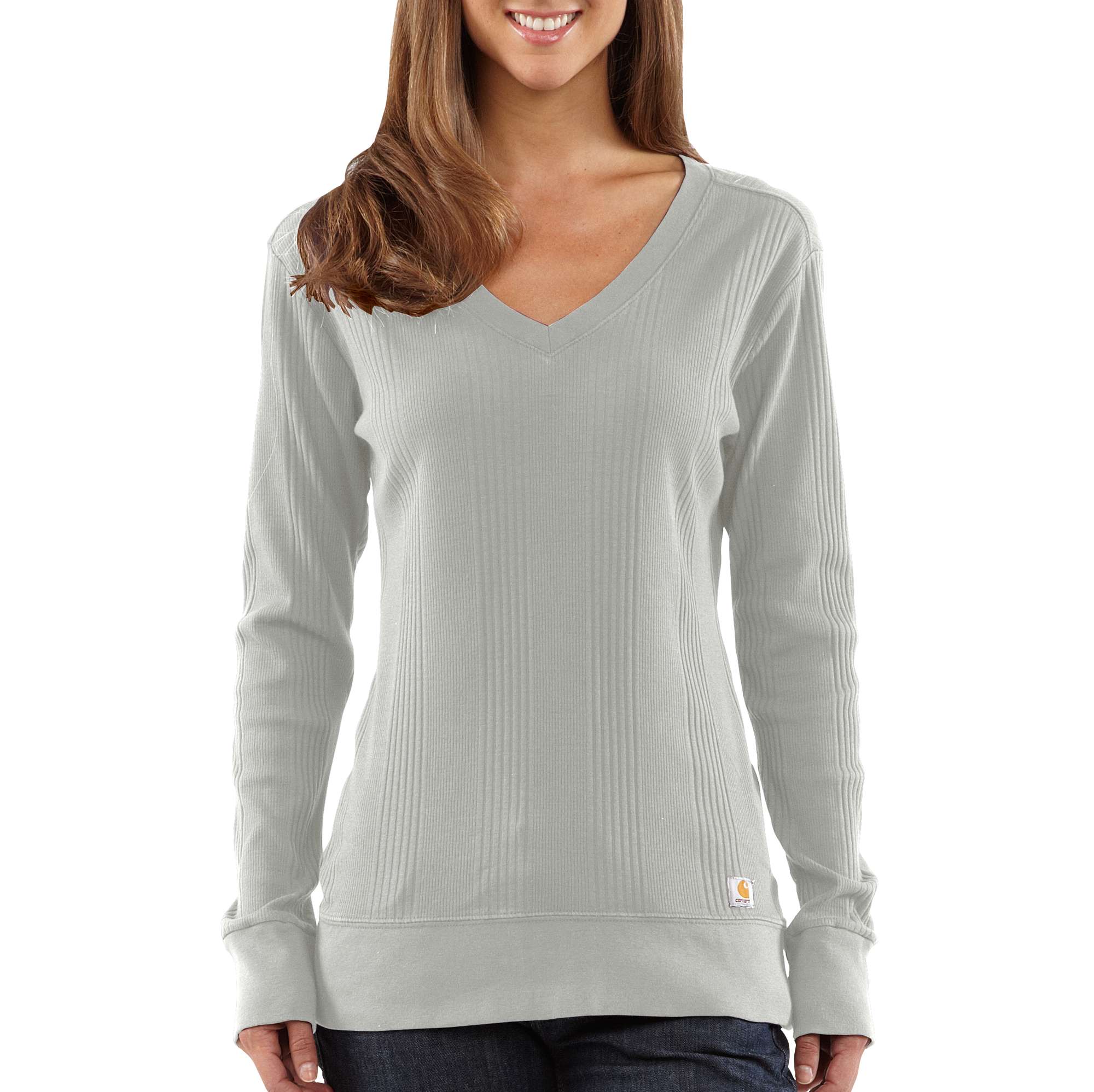 Womens Variegated Rib Knit V-Neck
