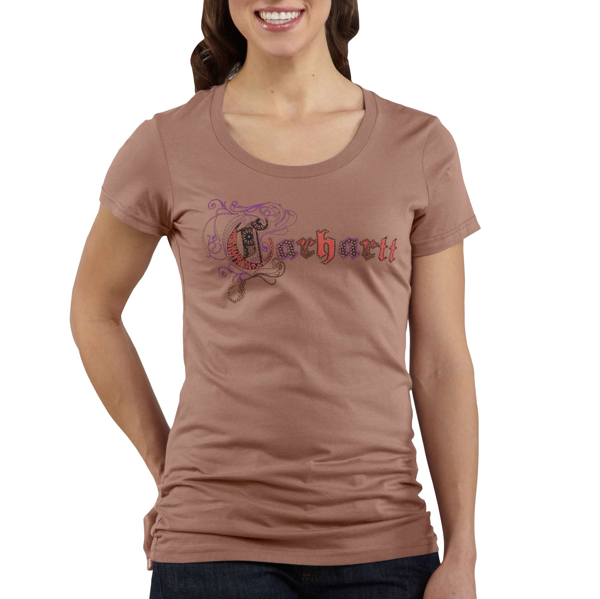 Women&rsquo;s Short-Sleeve Leather-And-Lace Crewneck T-Shirt