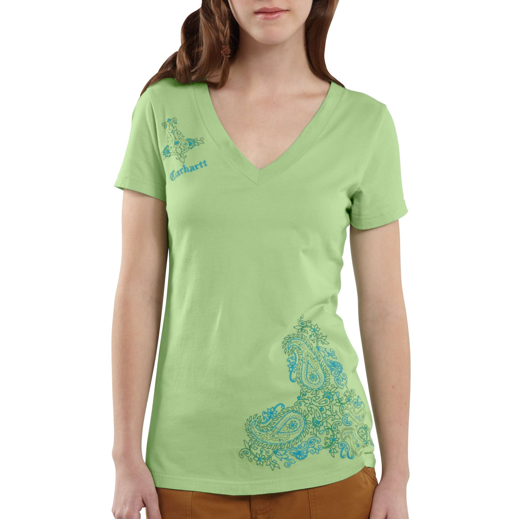 Women&rsquo;s Short-Sleeve Paisley V-Neck T-Shirt