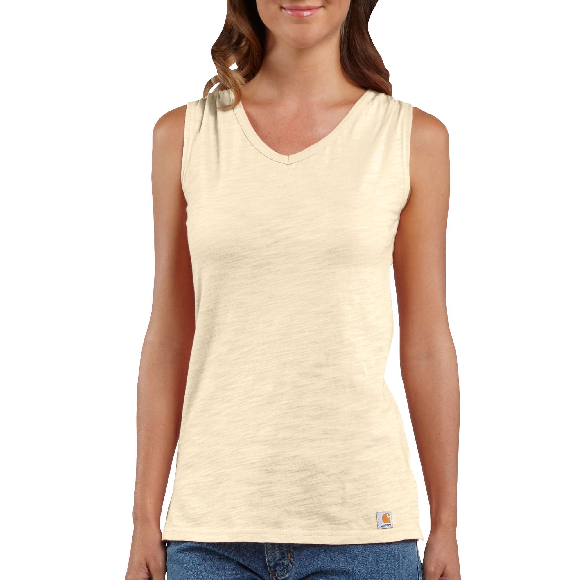 Women's V-Neck Slub Solid Tank Top