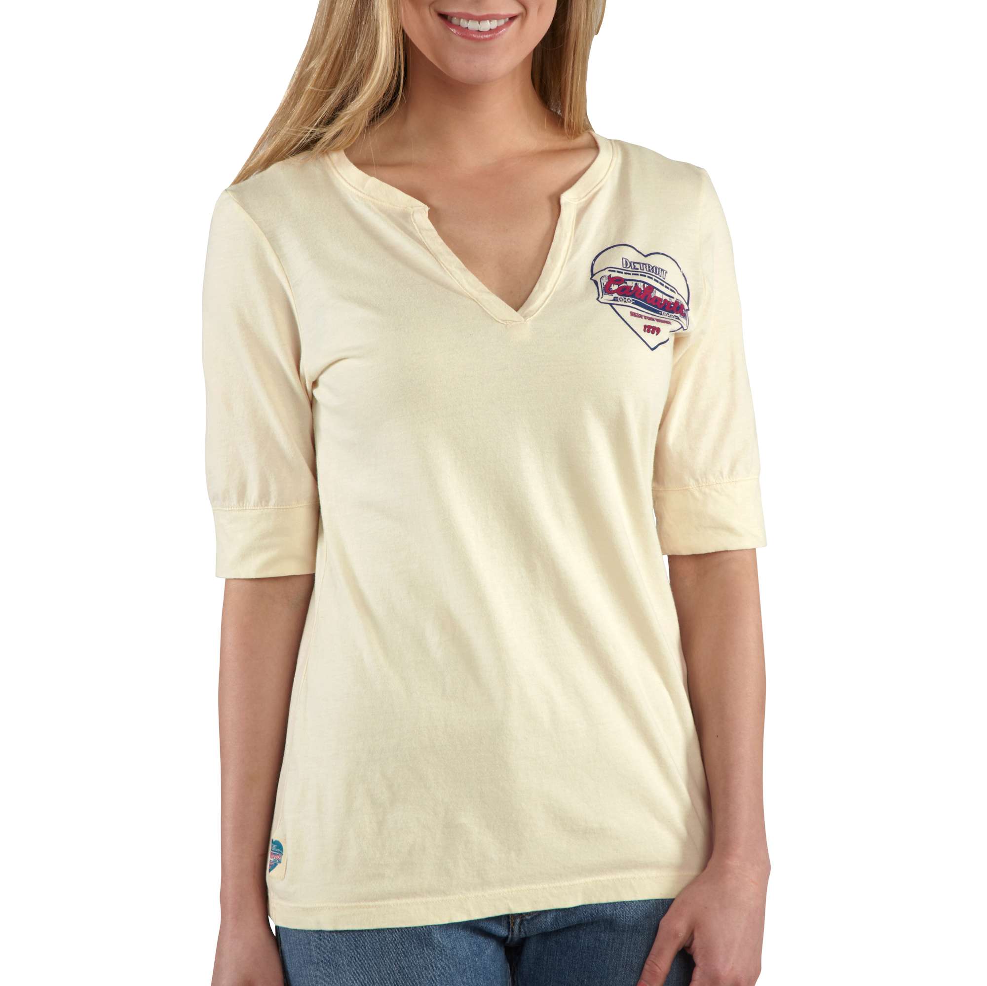 Women's Elbow Sleeve Split Neck Graphic T-Shirt