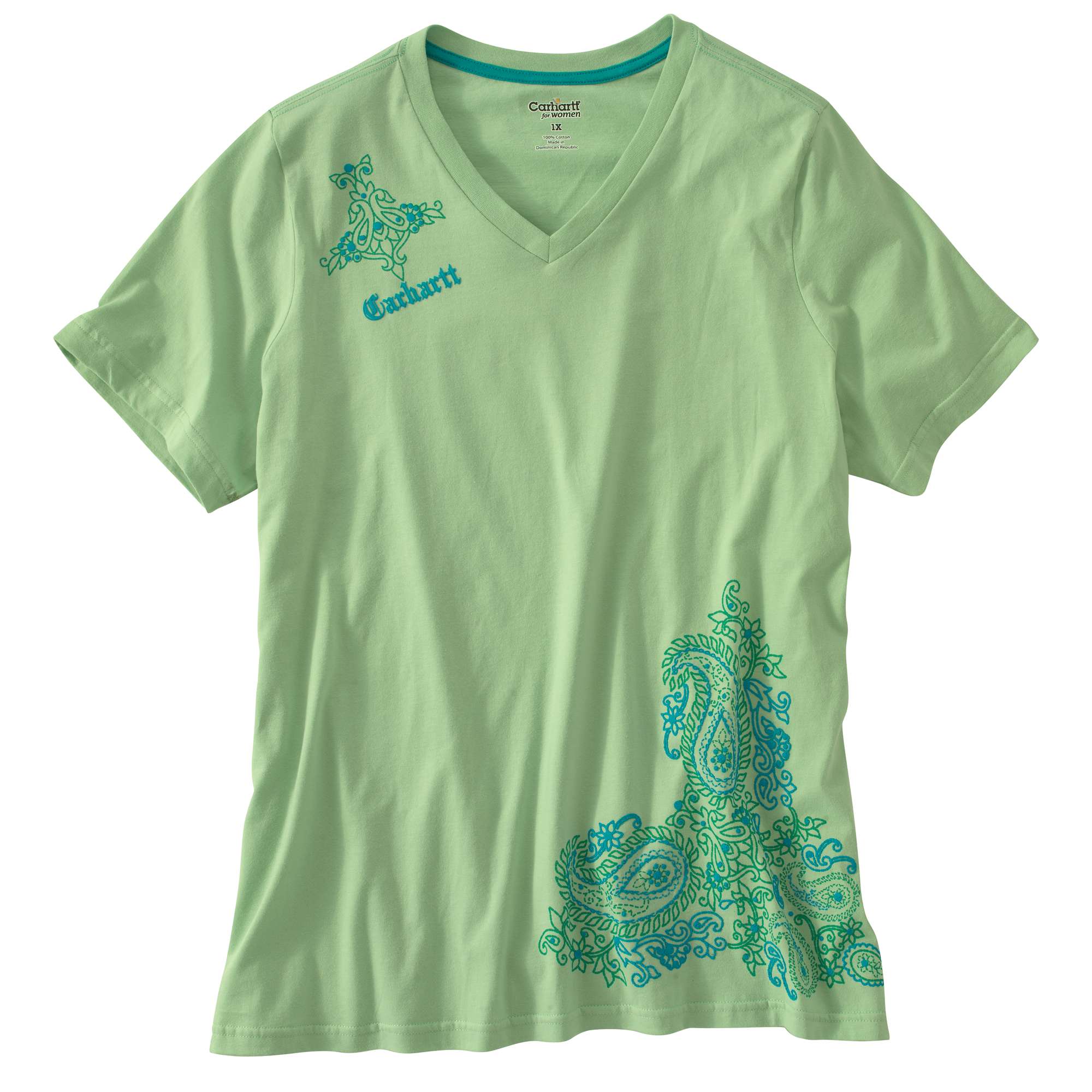 Women's Short-Sleeve Paisley V-Neck T-Shirt
