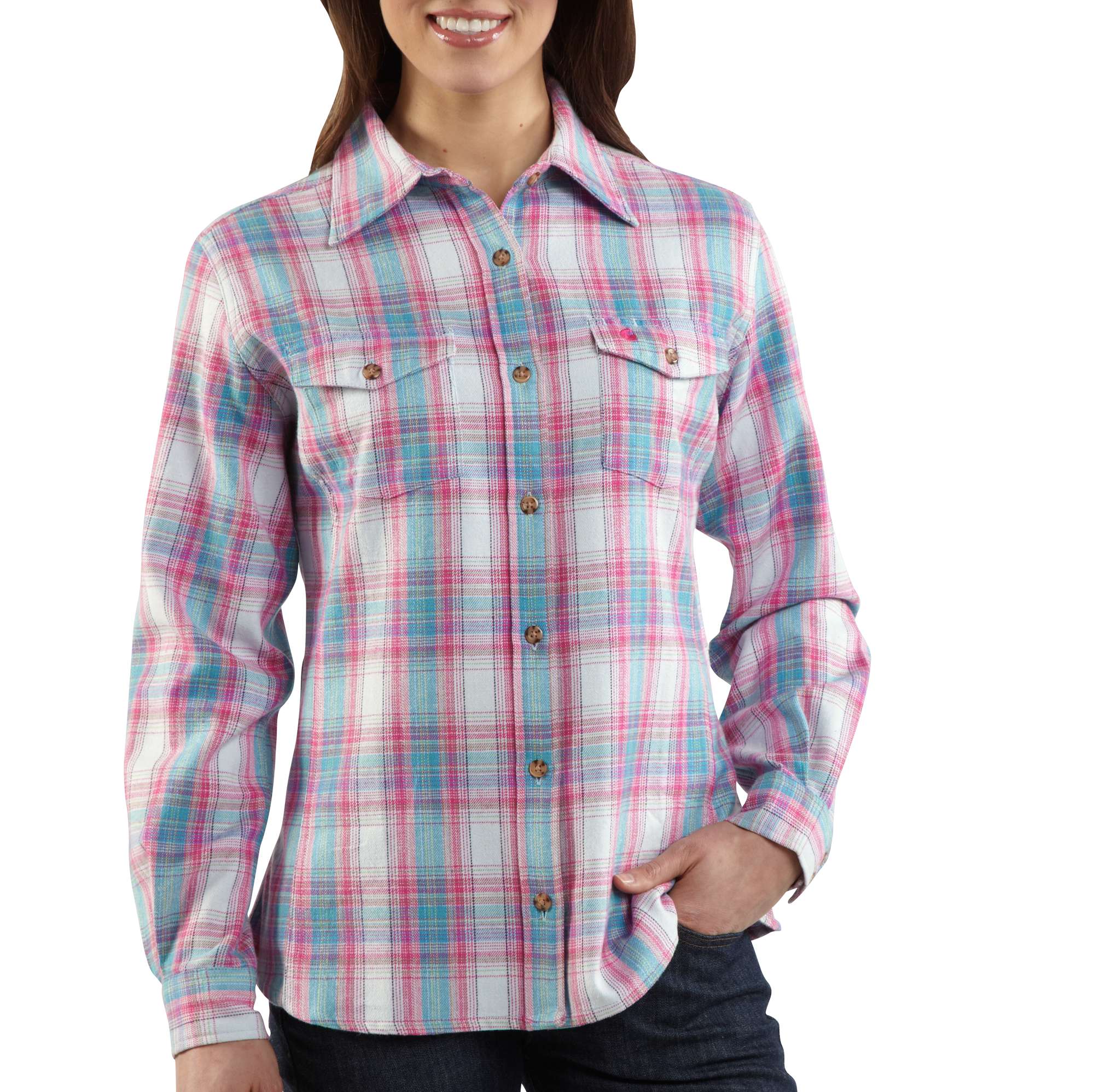 Women's Midweight Flannel Button-Front Shirt